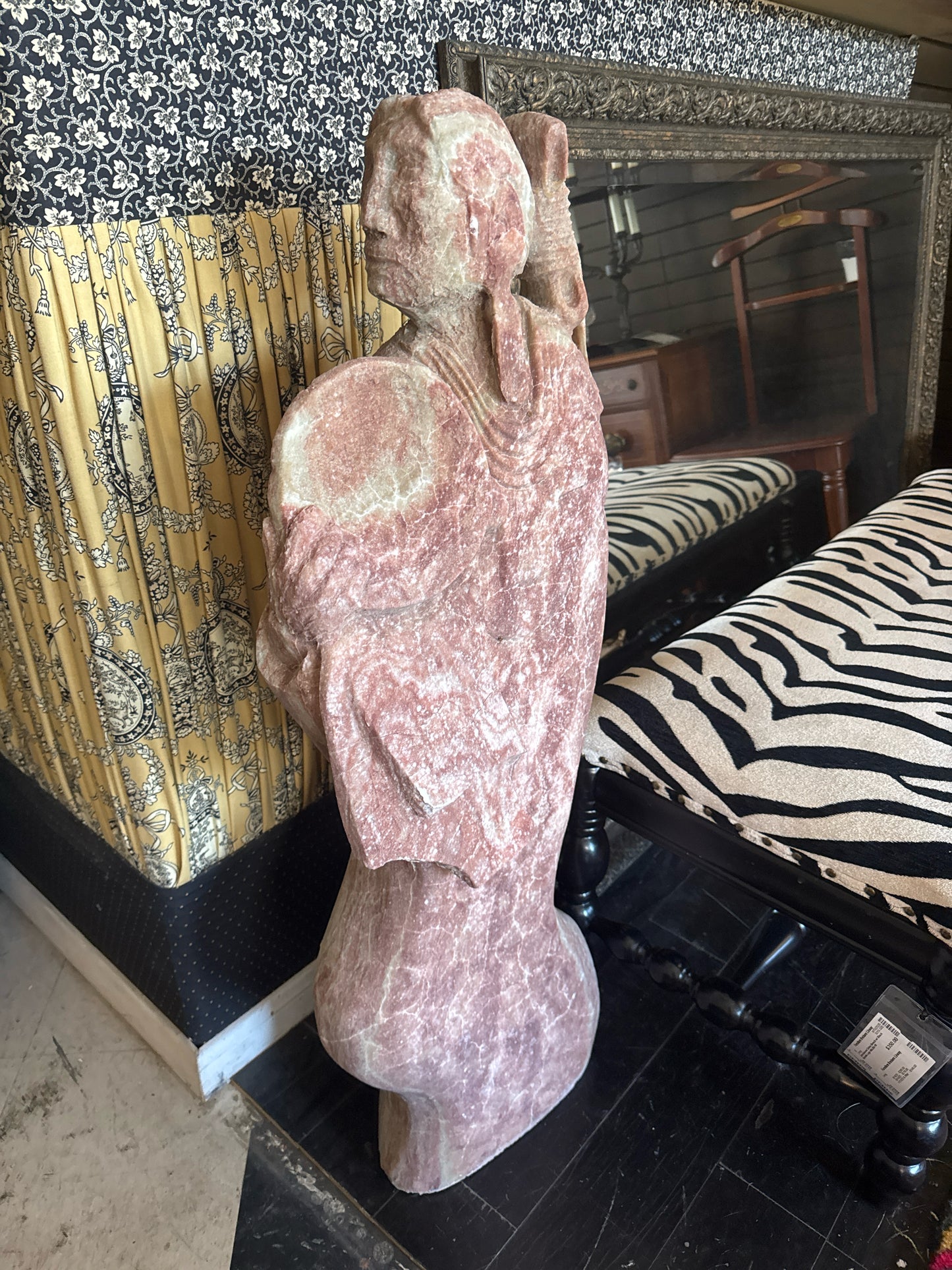 42"Granite Indian Carved Statue by Native Americans