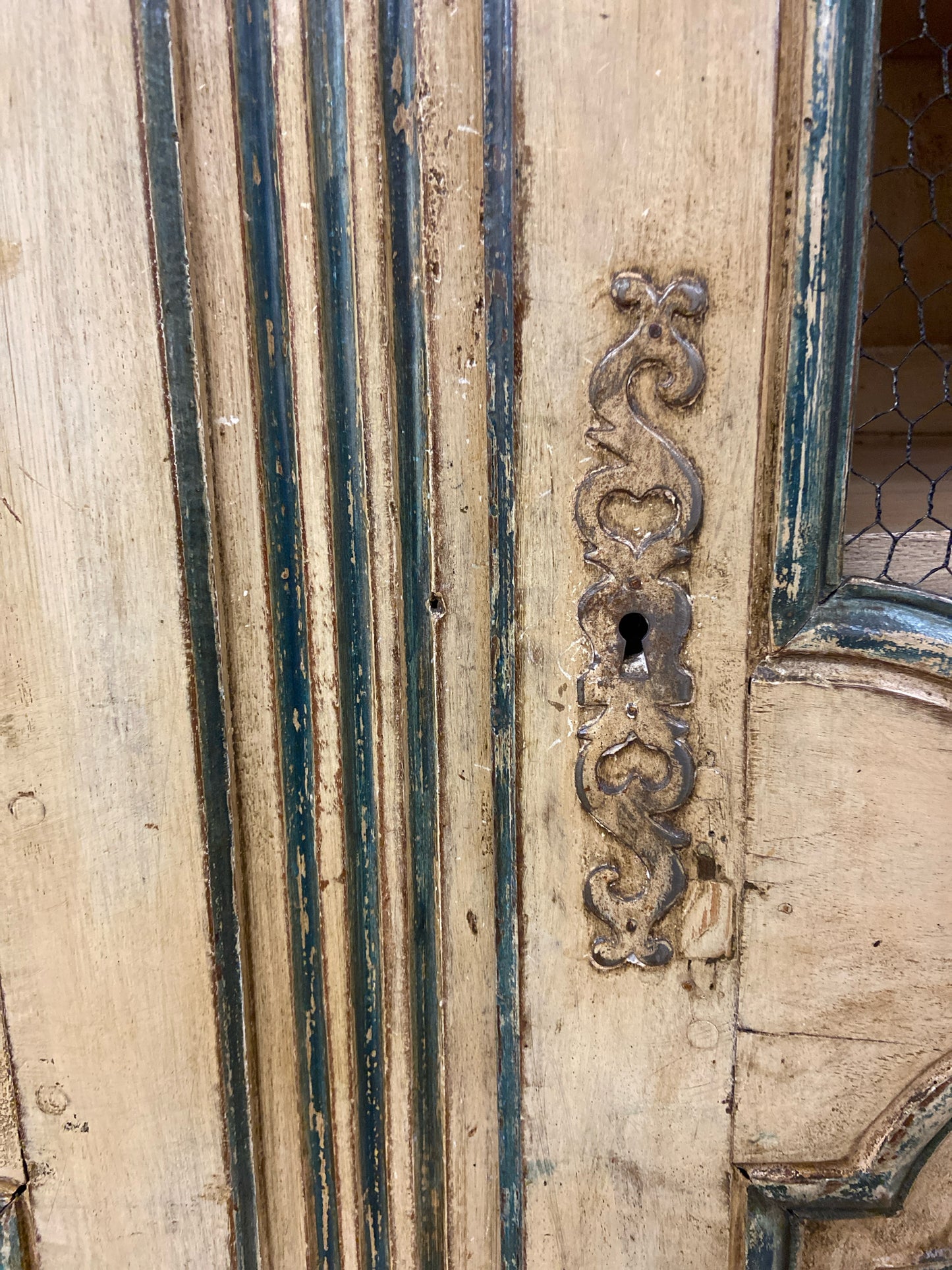 Painted Bookcase/Cabinet - Louis XV Moldings from Provence Region (58.5"W x 23"
