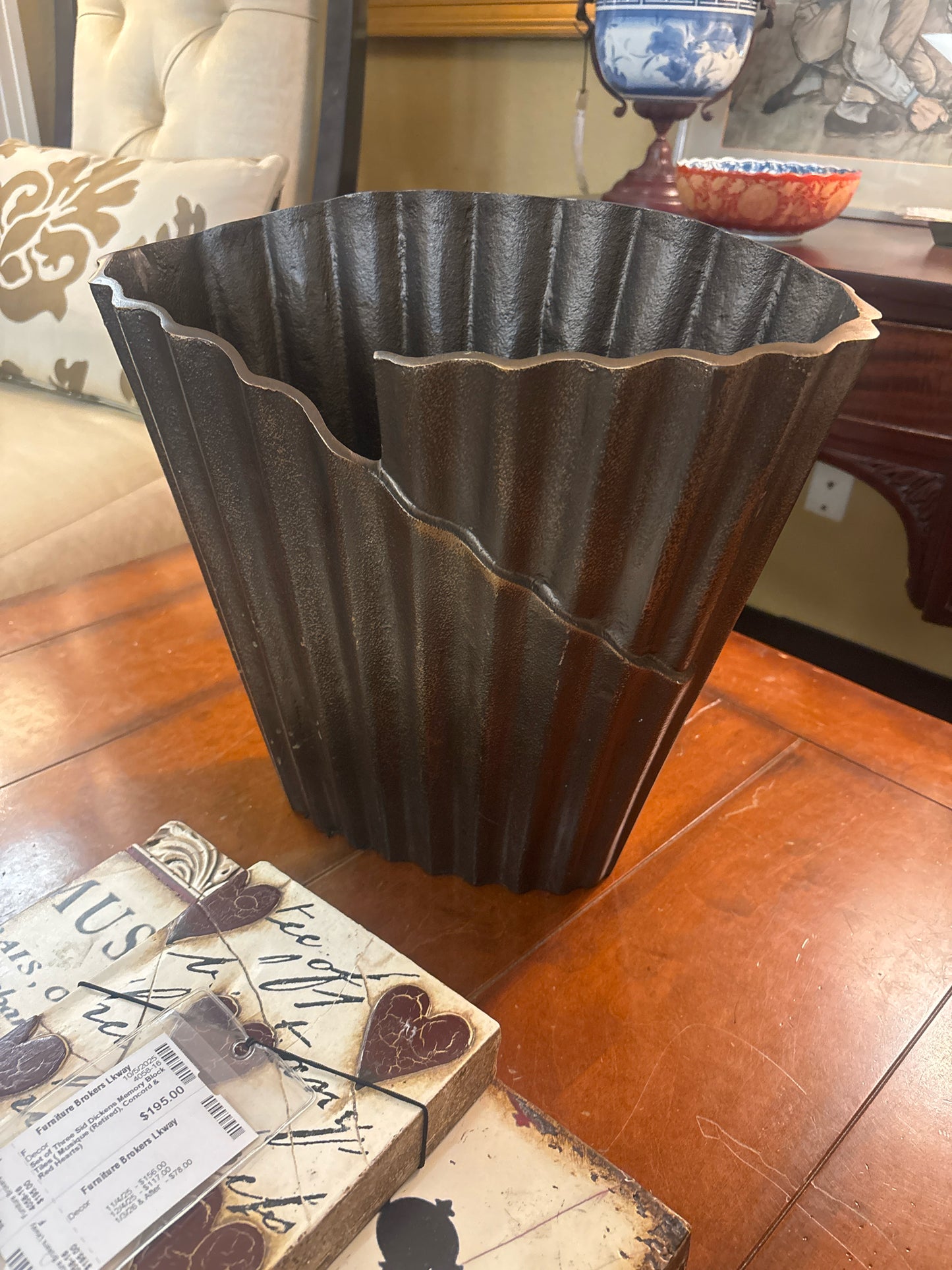 Fluted Nordal Nevis Vase -Aluminum w/ Bronze Finish