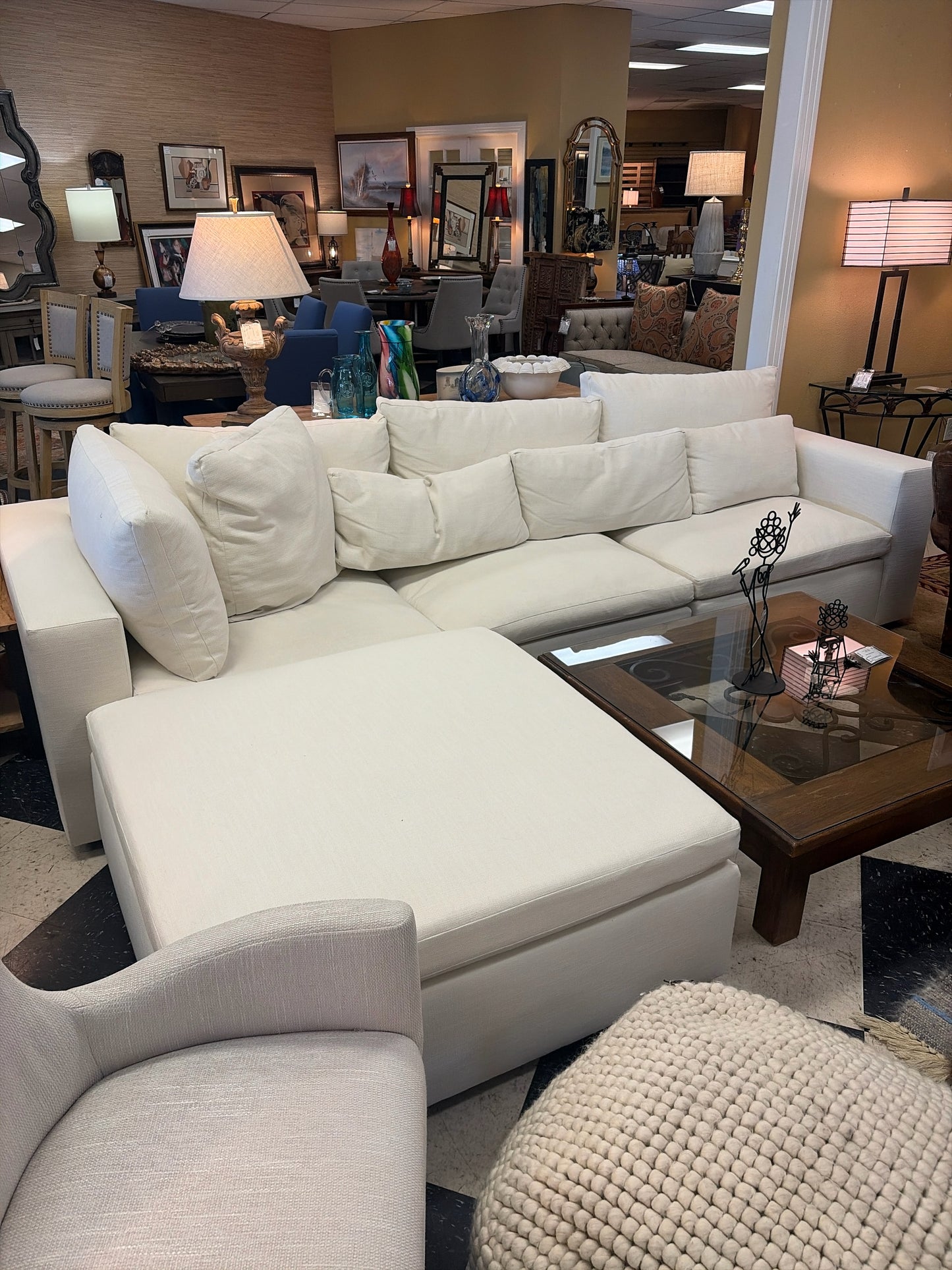 Harmony 3 Pc Alabaster Sectional Sofa (122W x 43D)