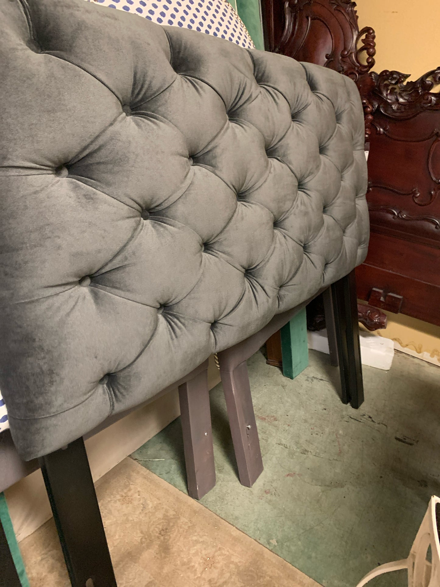 Full Size Gray Tufted Headboard