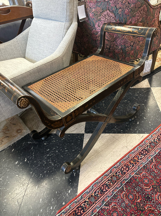 English Regency Style X Bench w/ French Caning Seat ($2k New)