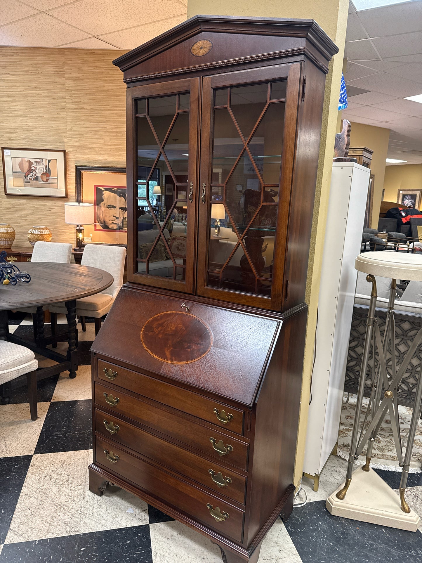 Jasper "Generations" Inlaid Mahogany 4-Drawer Secretary w/Key