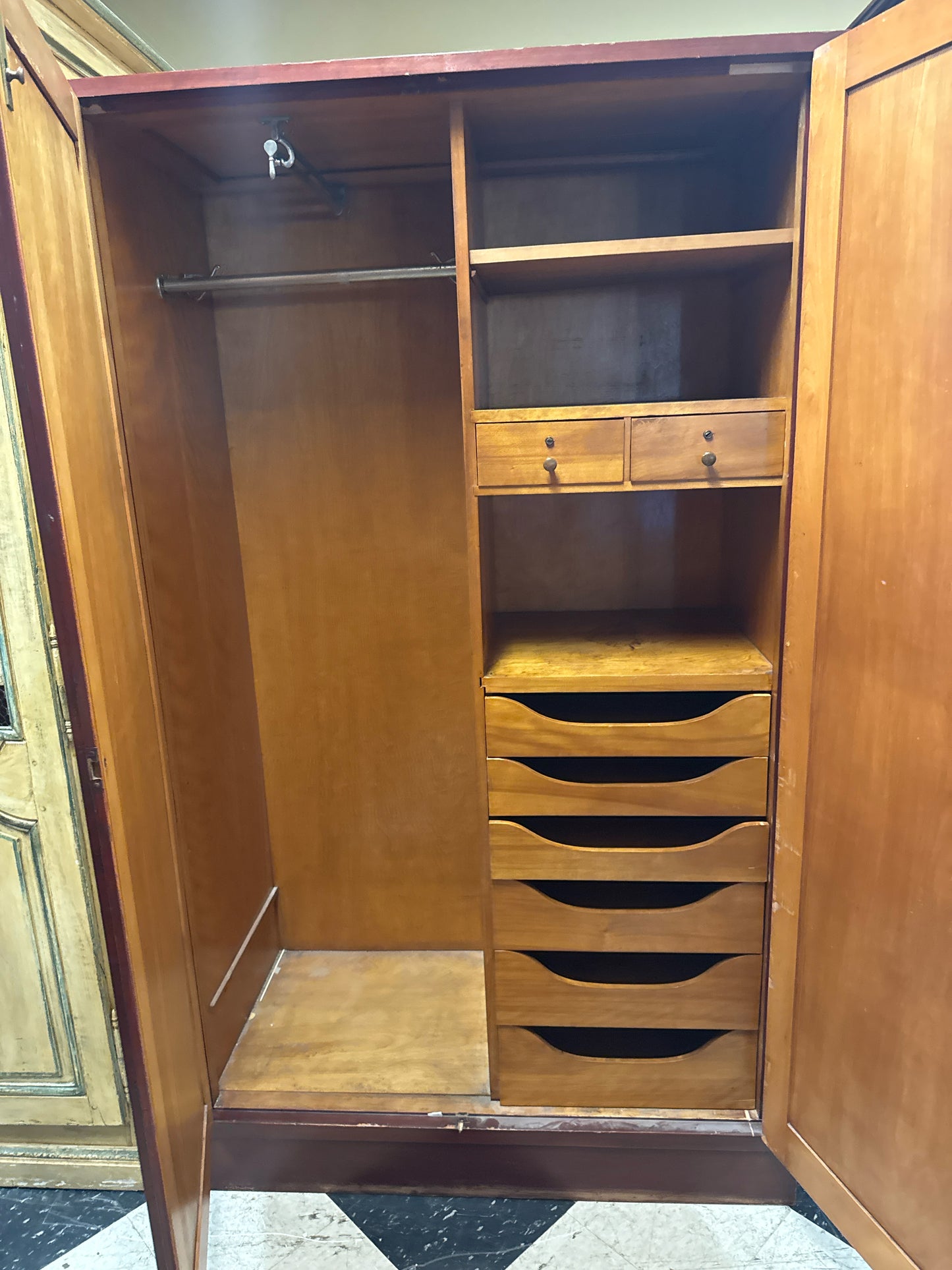 Antique Mirrored 2-Door Wardrobe