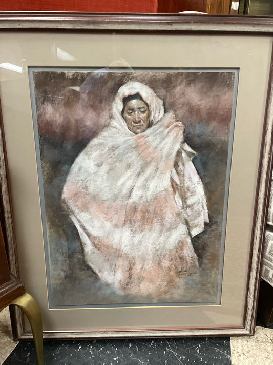 Signed & Numbered "India Concobija" by Miguel Valero in Wood Frame
