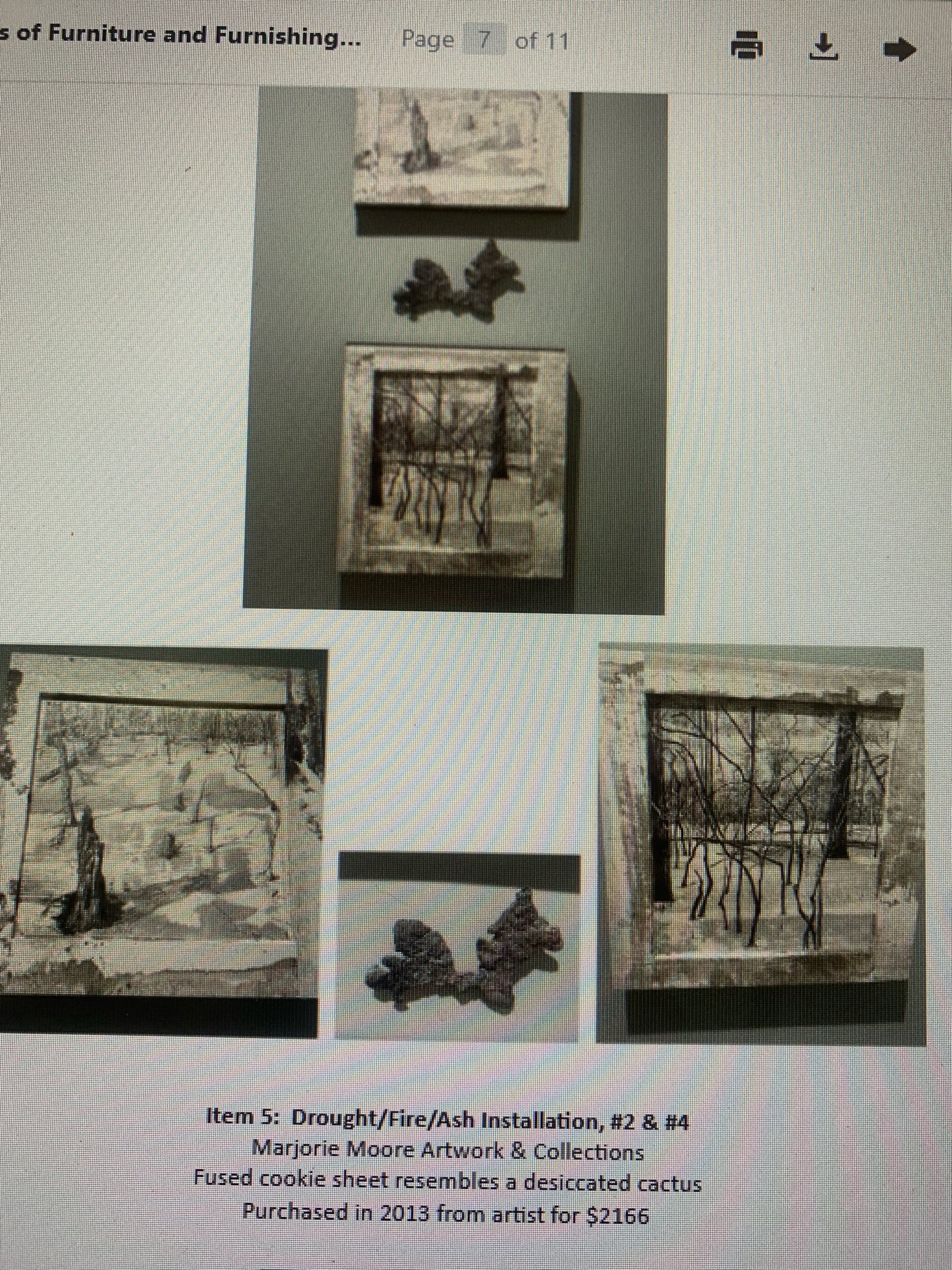 SET (3) - 2 Stetches Drought/ Fire Ash & Metal Wall Catcus by Majorie Moore