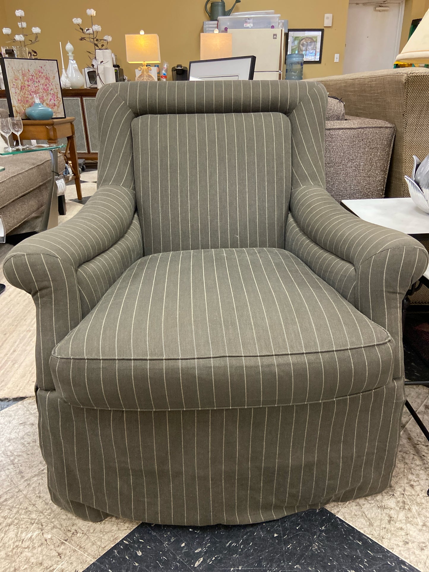 HICKORY CHAIR BRAND - Gray Pinstripe Rocking Chair