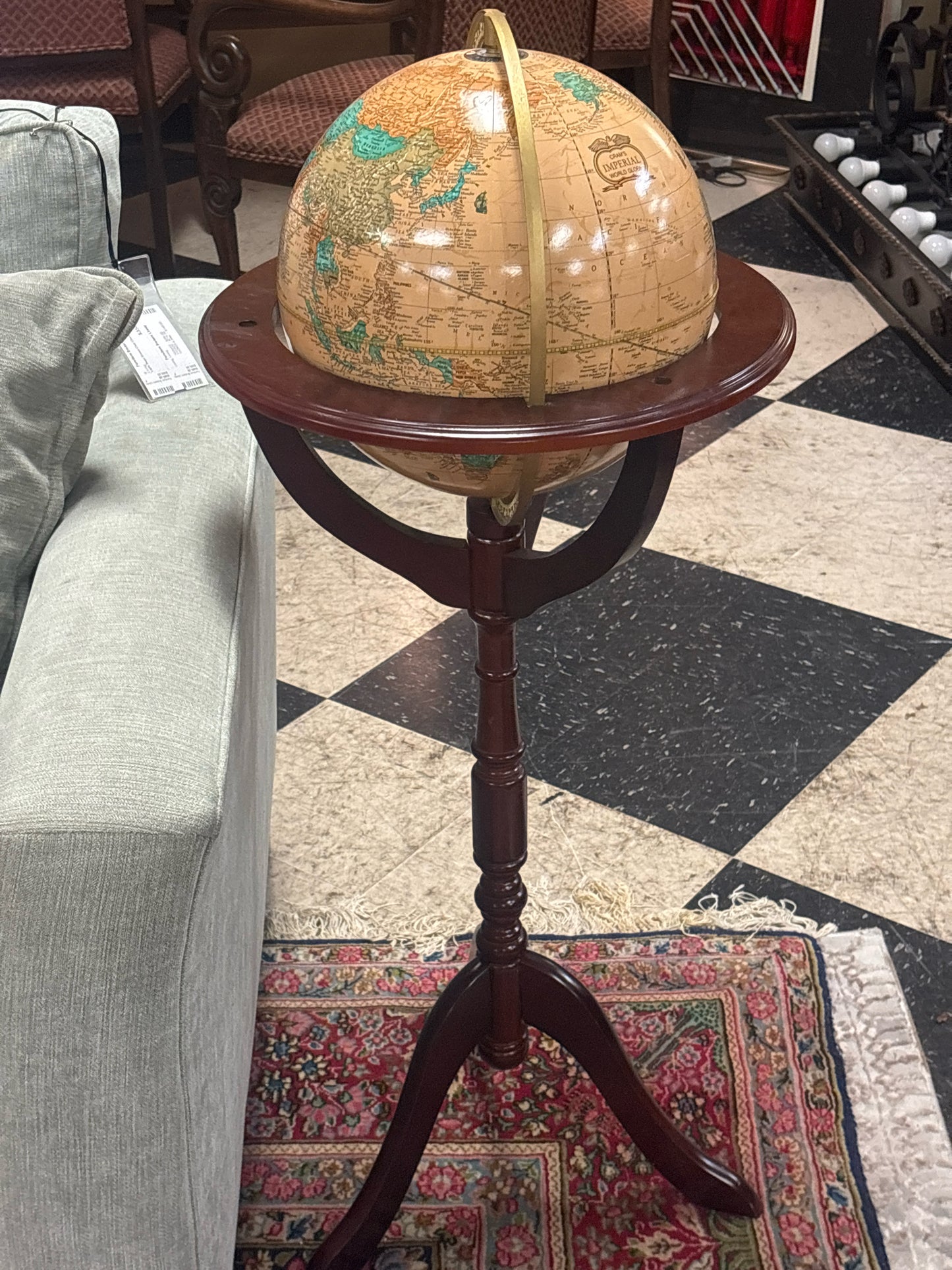 World Globe on Wooden Tripod Stand