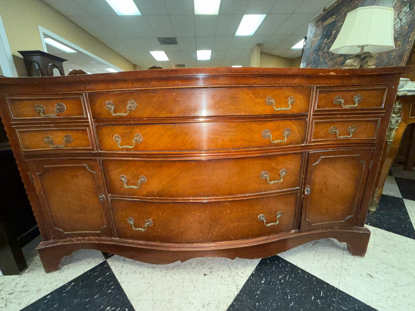 Vintage Buffet Lovely Hardware- 8 Drawers & 2 Doors