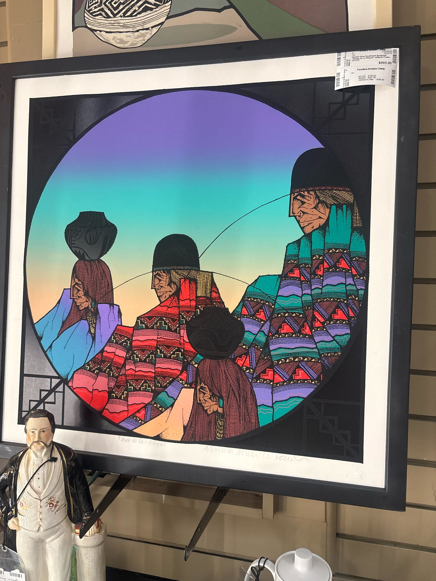 Amado Pena Southwest Serigraph "Paseo De La Negras" w/Black Frame (27x27)