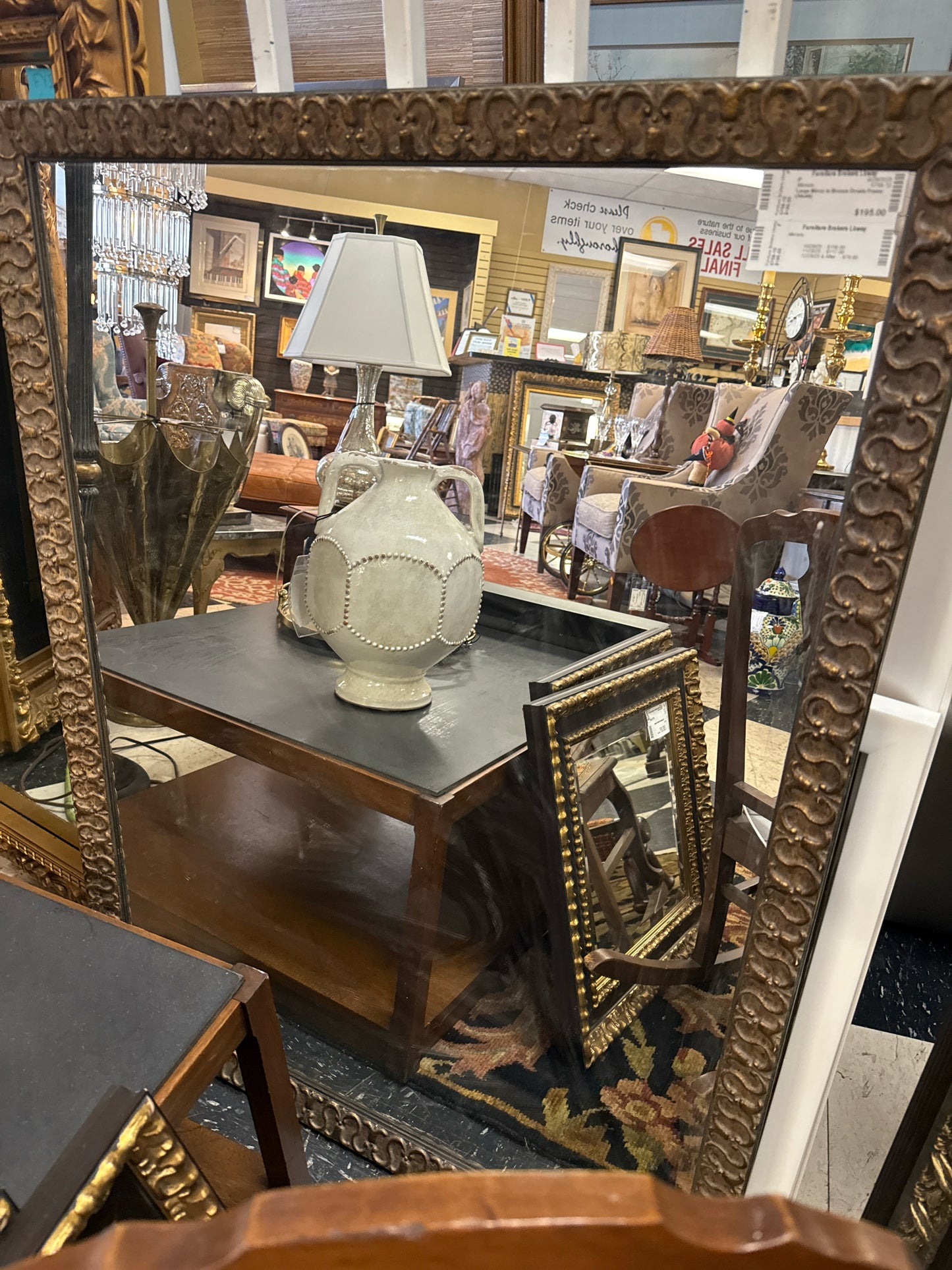 Large Mirror in Bronze Ornate Frame (34x44)