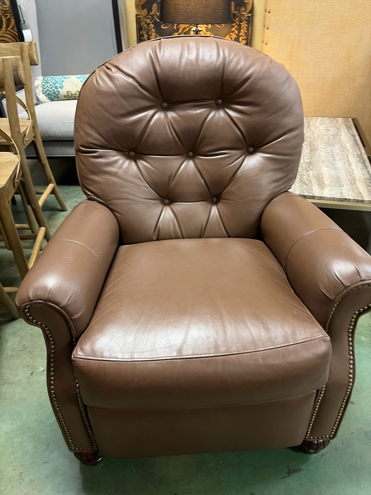 Light Brown Manual Leather Recliner