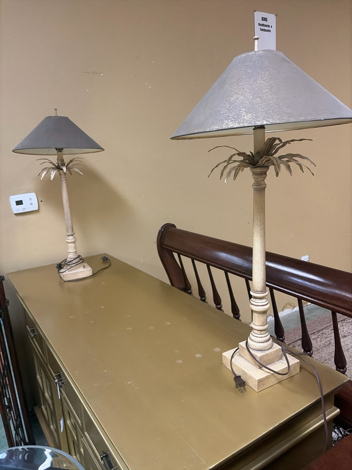 Pair Gold Palm Tree Lamps