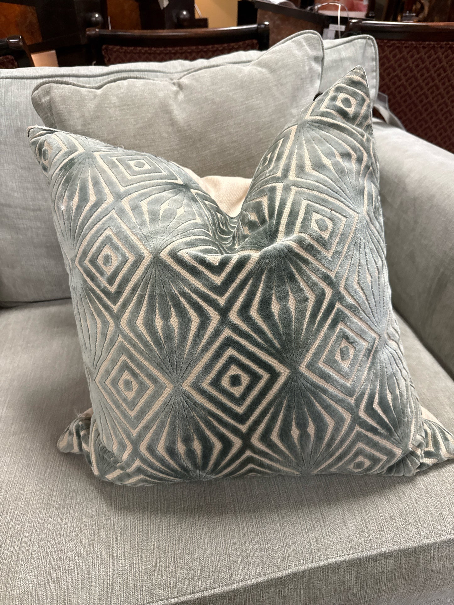 PAIR Downfilled Aqua/Cream Pillows