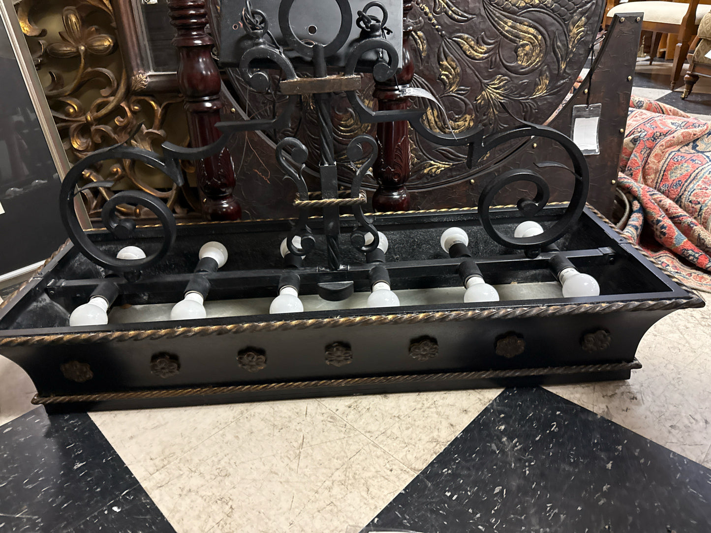 Black Metal Multi Bulb Light Fixture