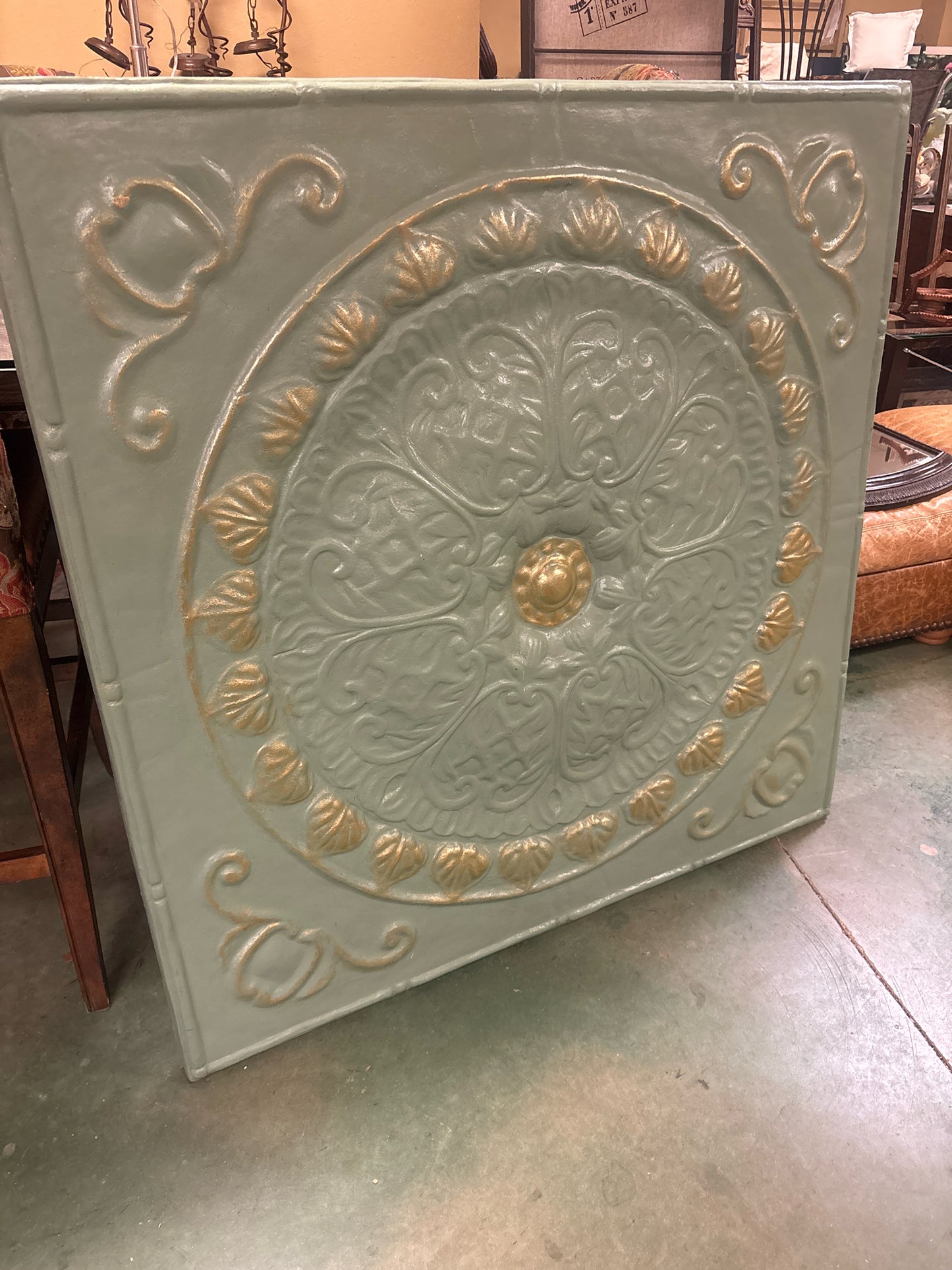 Green/Gold Metal Wall Art (4 ft Square)