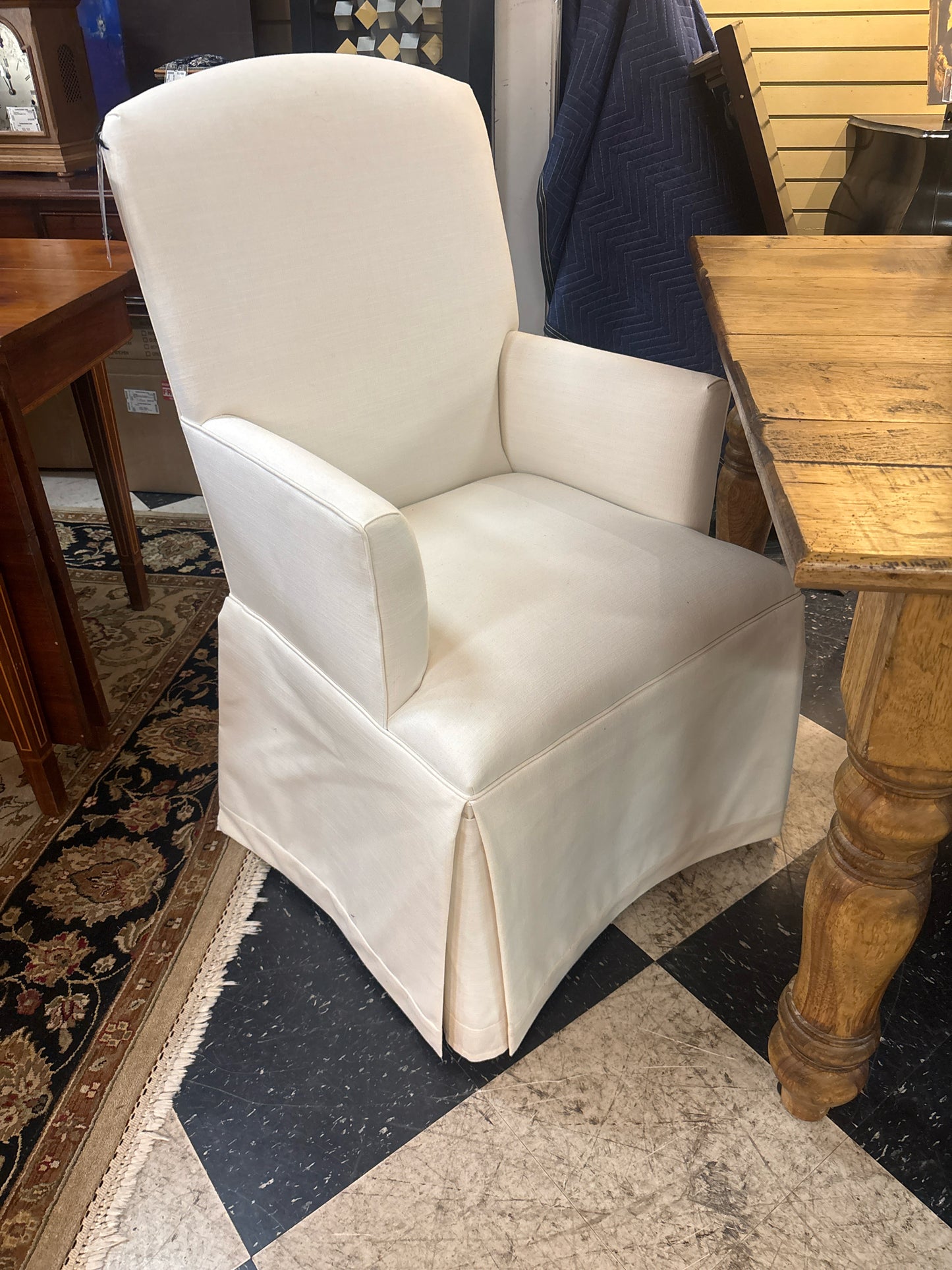 PAIR of Custom Made White Captains Dining Chairs