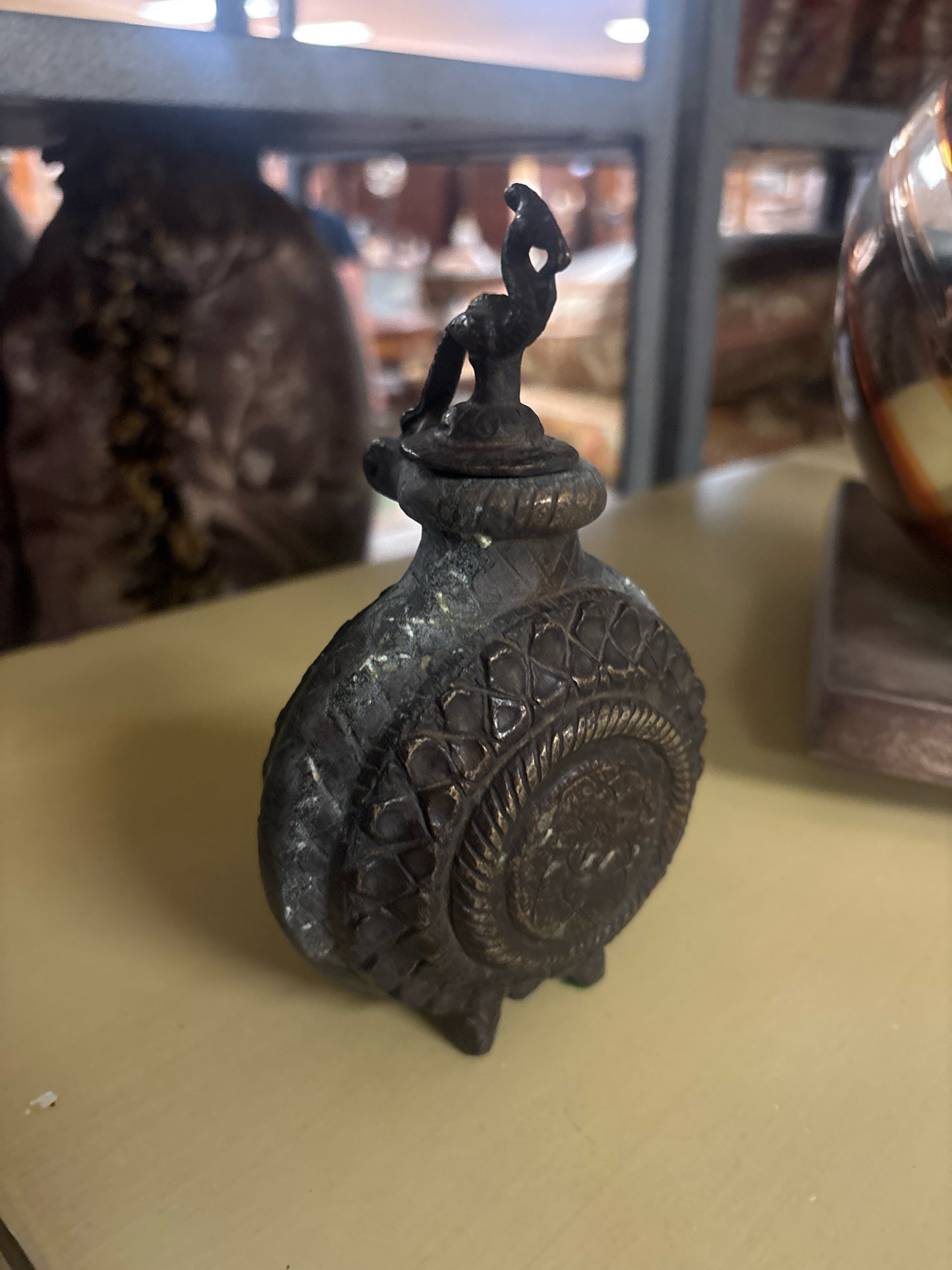 Antique Turkish Ottoman Empire Footed Powder Flask