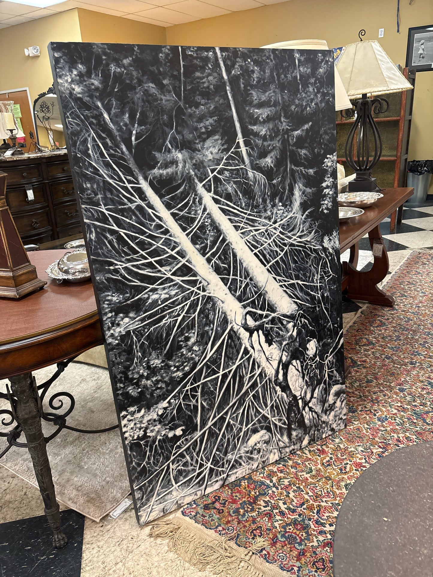 Acrylic on Canvas Trees - Black & White (37 1/4x 58 1/4)