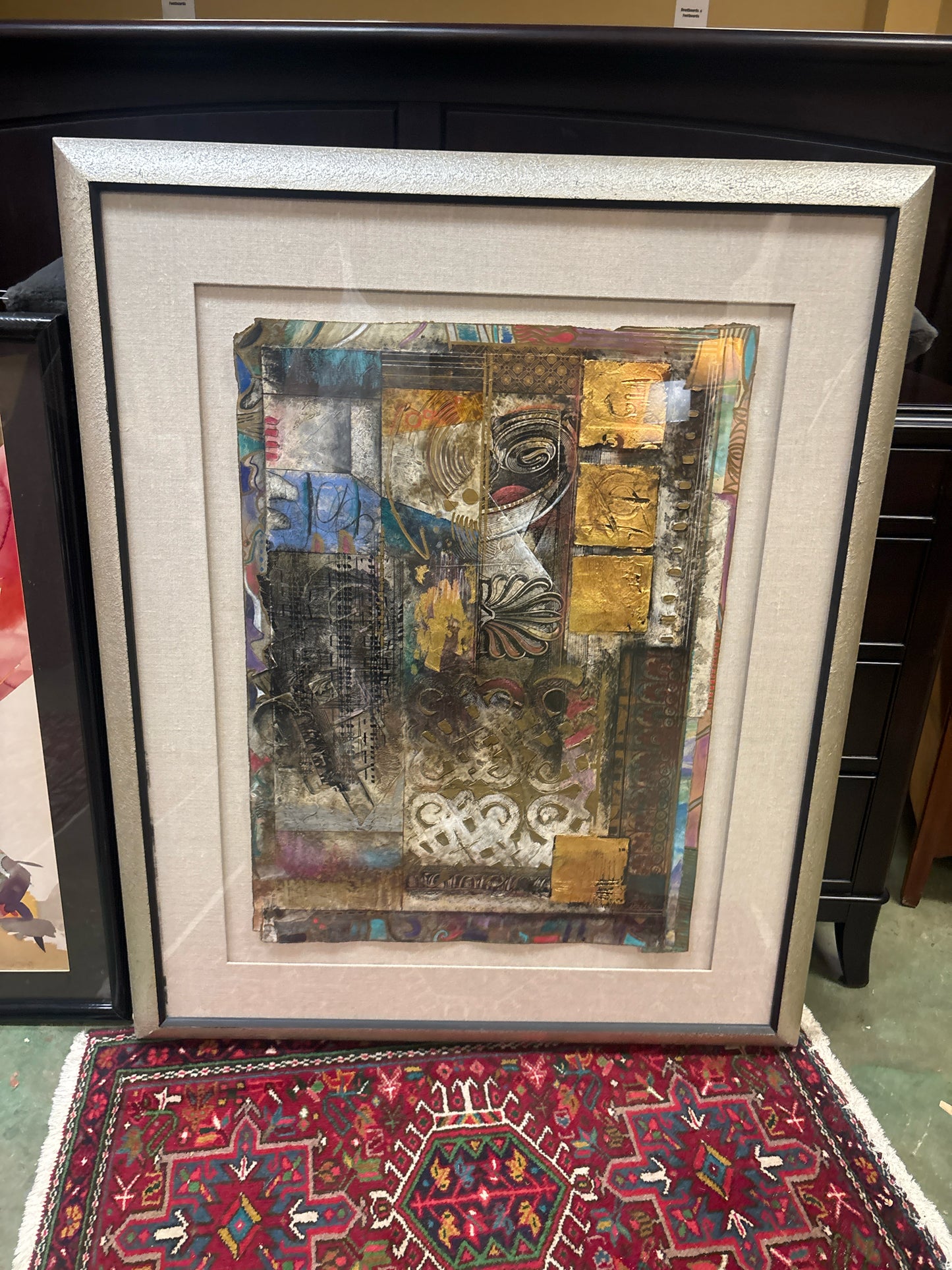 Mixed Media Art in Gold Textured Frame w/ Linen Matte (47x31)