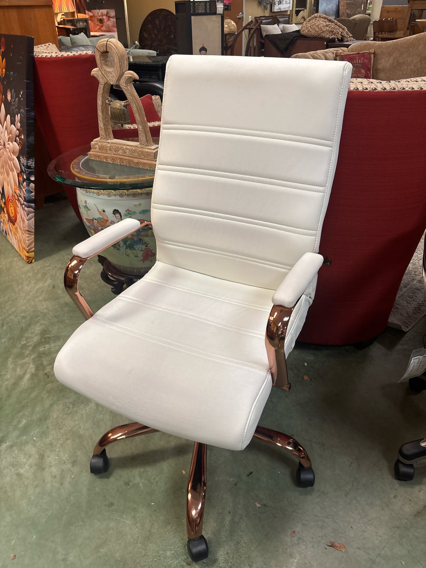 White Leather High Back Executive Chair