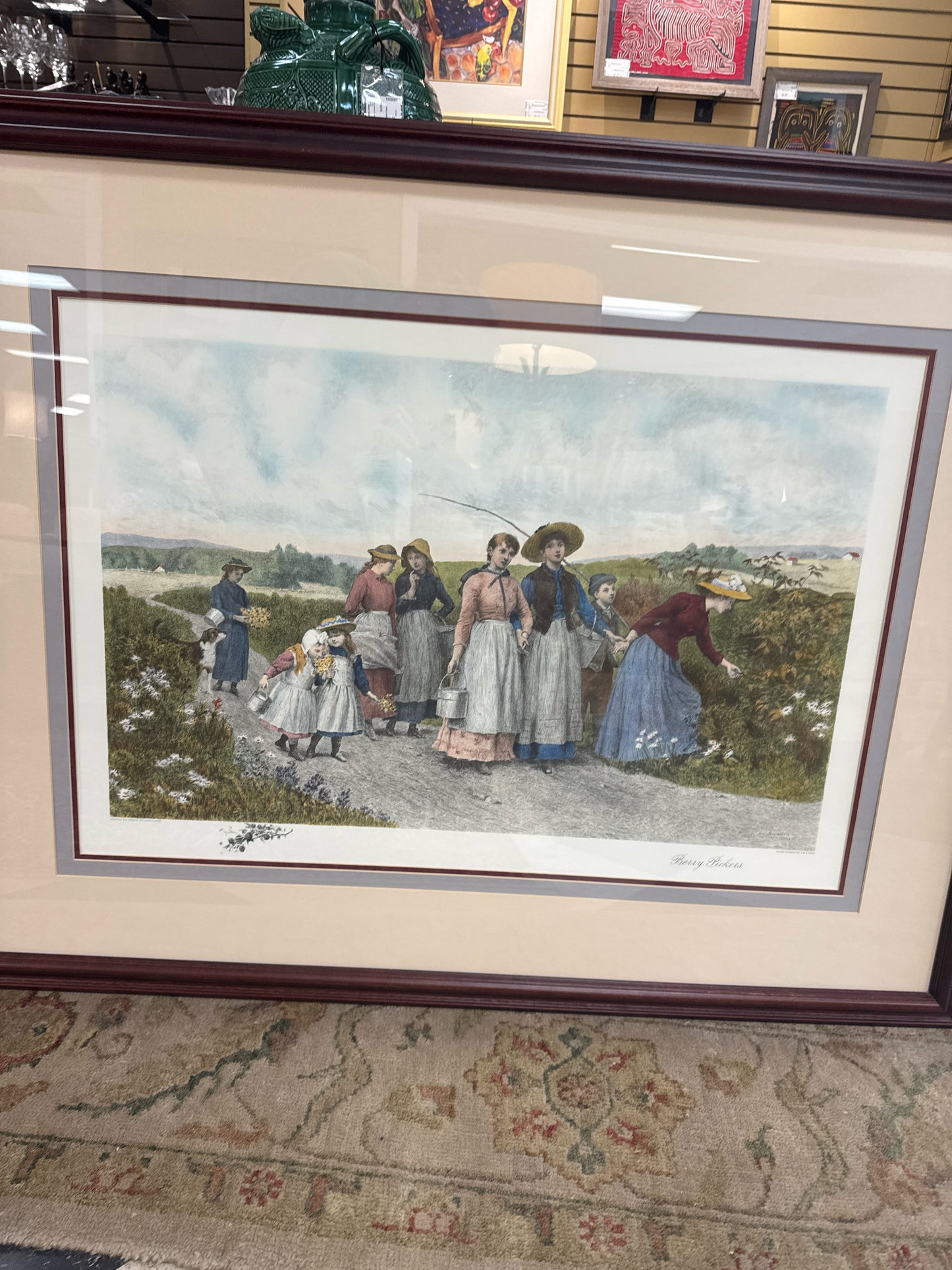 "Berry Pickers" Painting w/Etching Signed by Gennie Brownscombe (46.5x36)