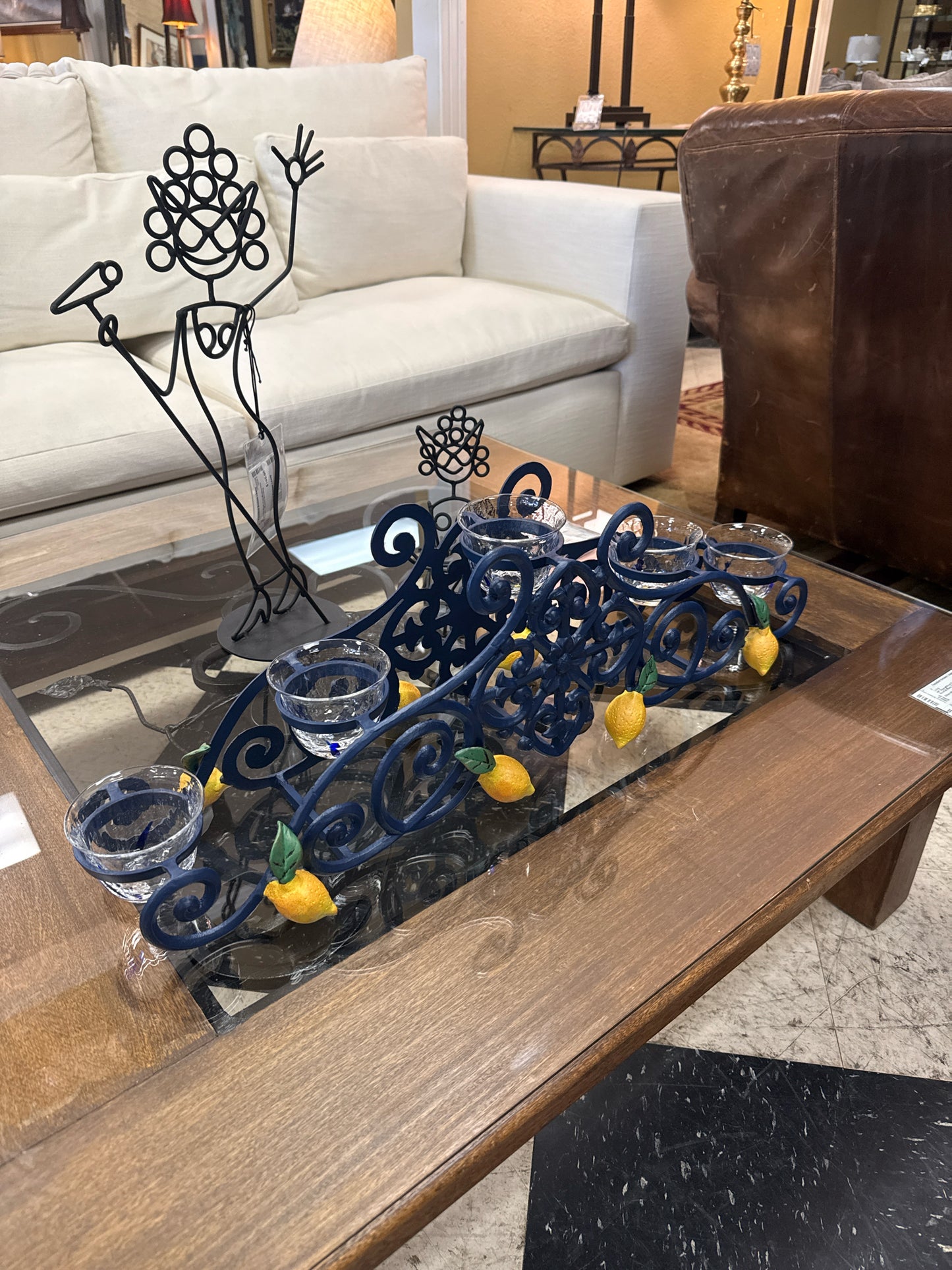 Viridian Bay Navy Candelabra Centerpiece Mediterranean Style