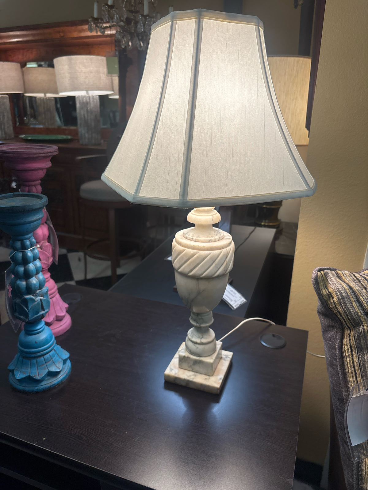 Vintage Carved Marble NeoClassical Table Lamp