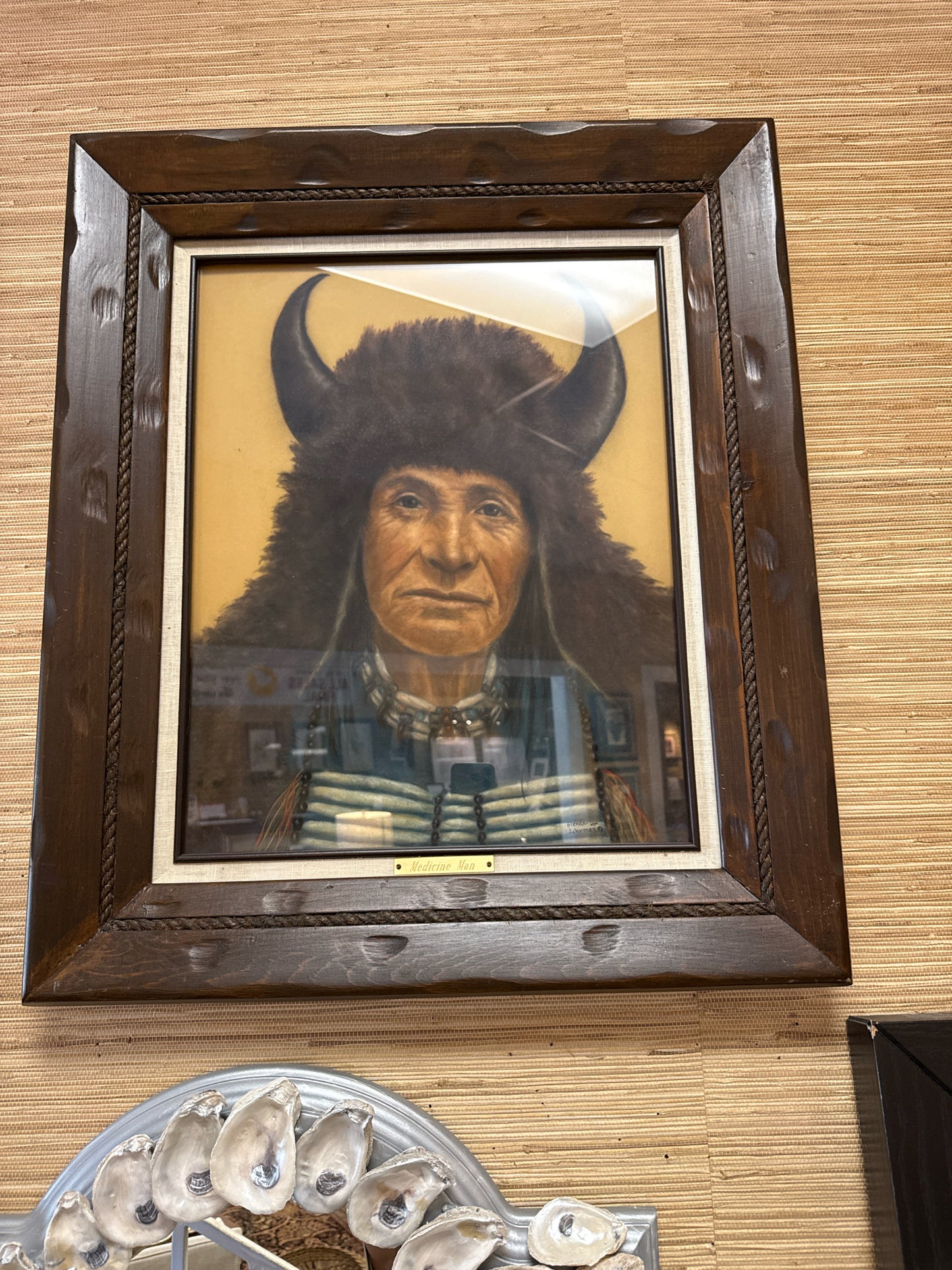 "Medicine Man" Signed Original Pastel w/Brown Frame (23x27)