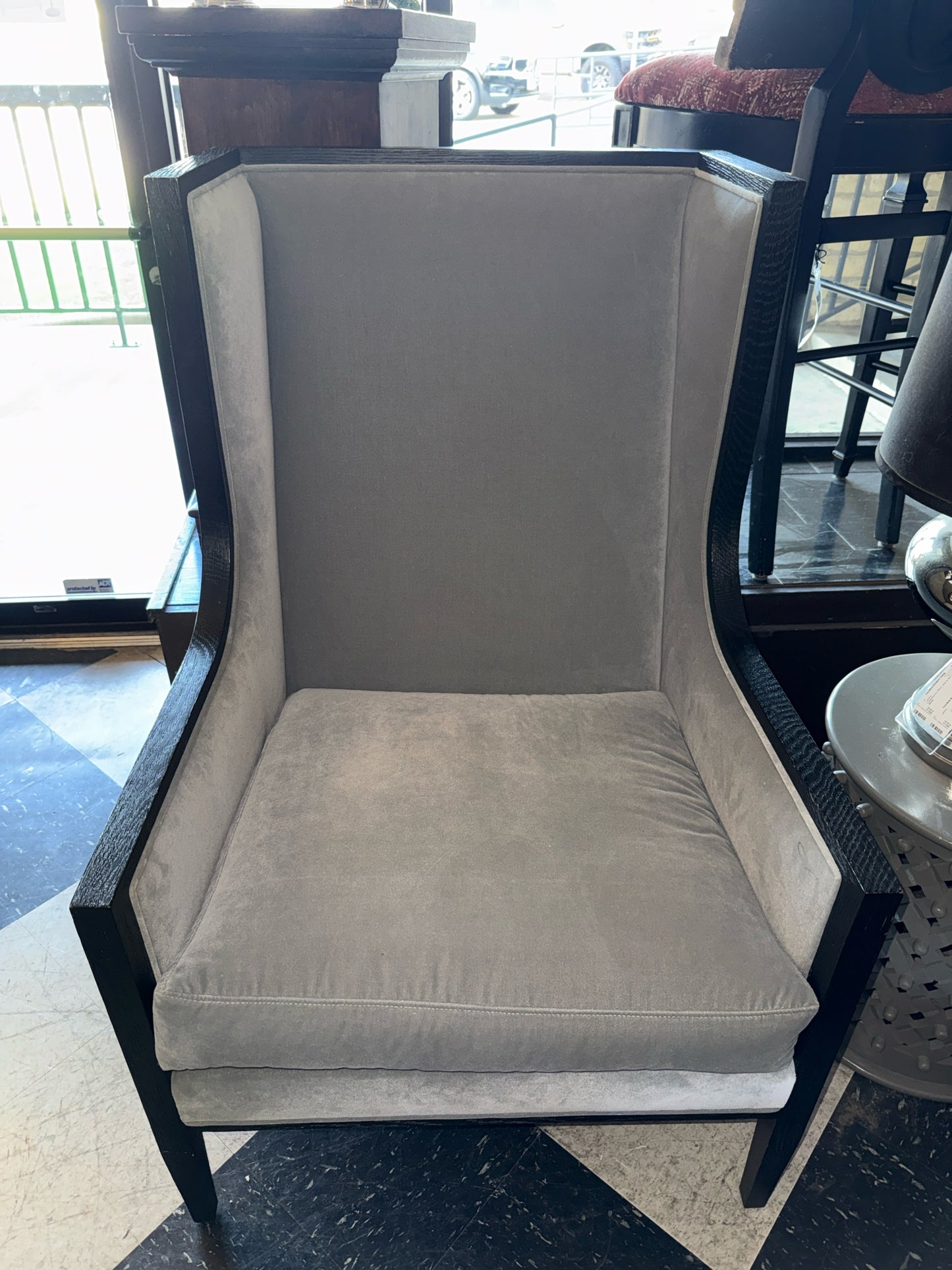 Restoration Hardware French Contemporary Slope Arm Wingback Chair Gray/Black