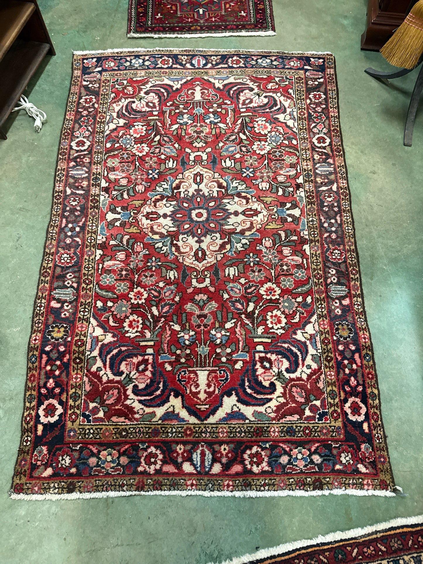 (3'5"x 6') 100% Wool Persian Hand Knotted Tribal Rug Navy/Red/Beige