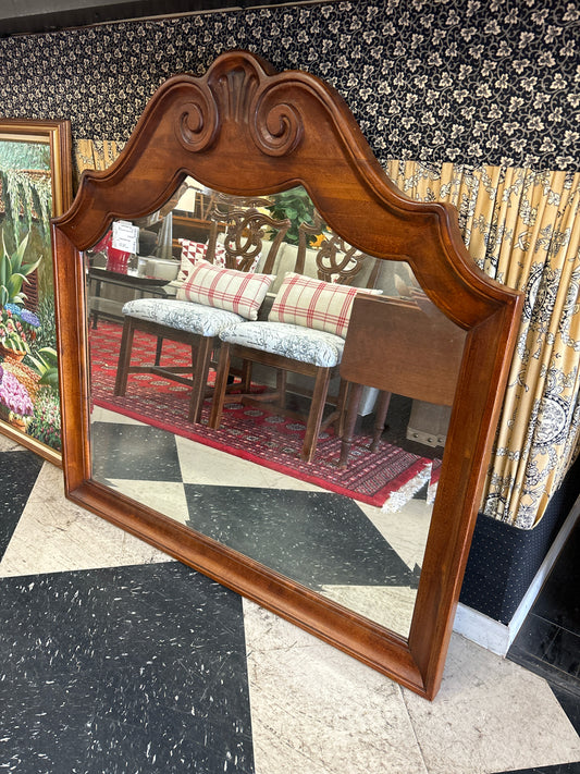 Wood Arched Mirror w/ Beveled Glass