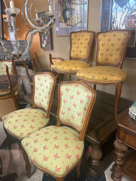 SET of 3 Vintage Upholstered Side Chairs (Green,One Stained)