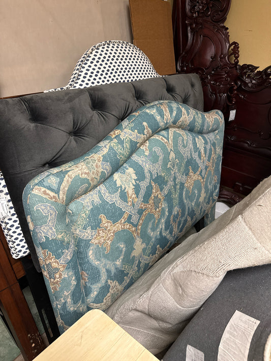 Queen Custom Headboard-Aqua/Cream