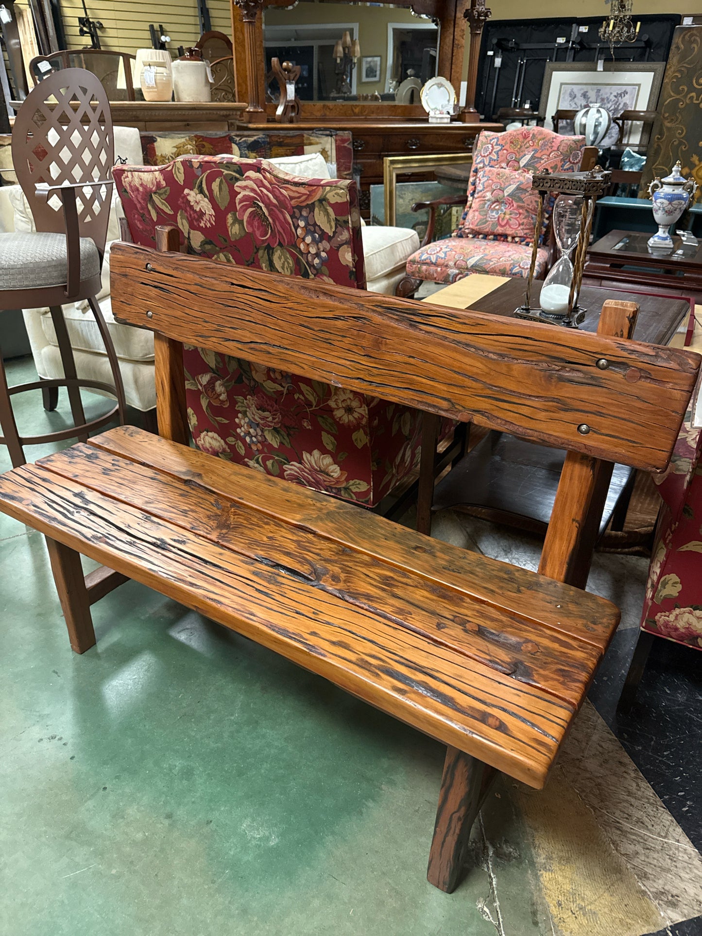Rustic Custom Made Solid Wood Bench