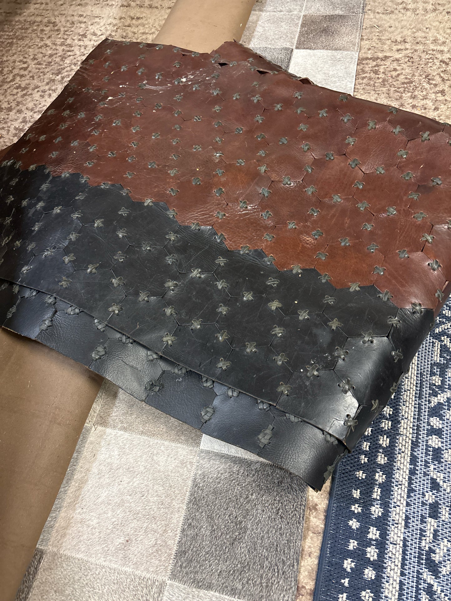 Handcrafted Leather Rug (13'x 9.8')