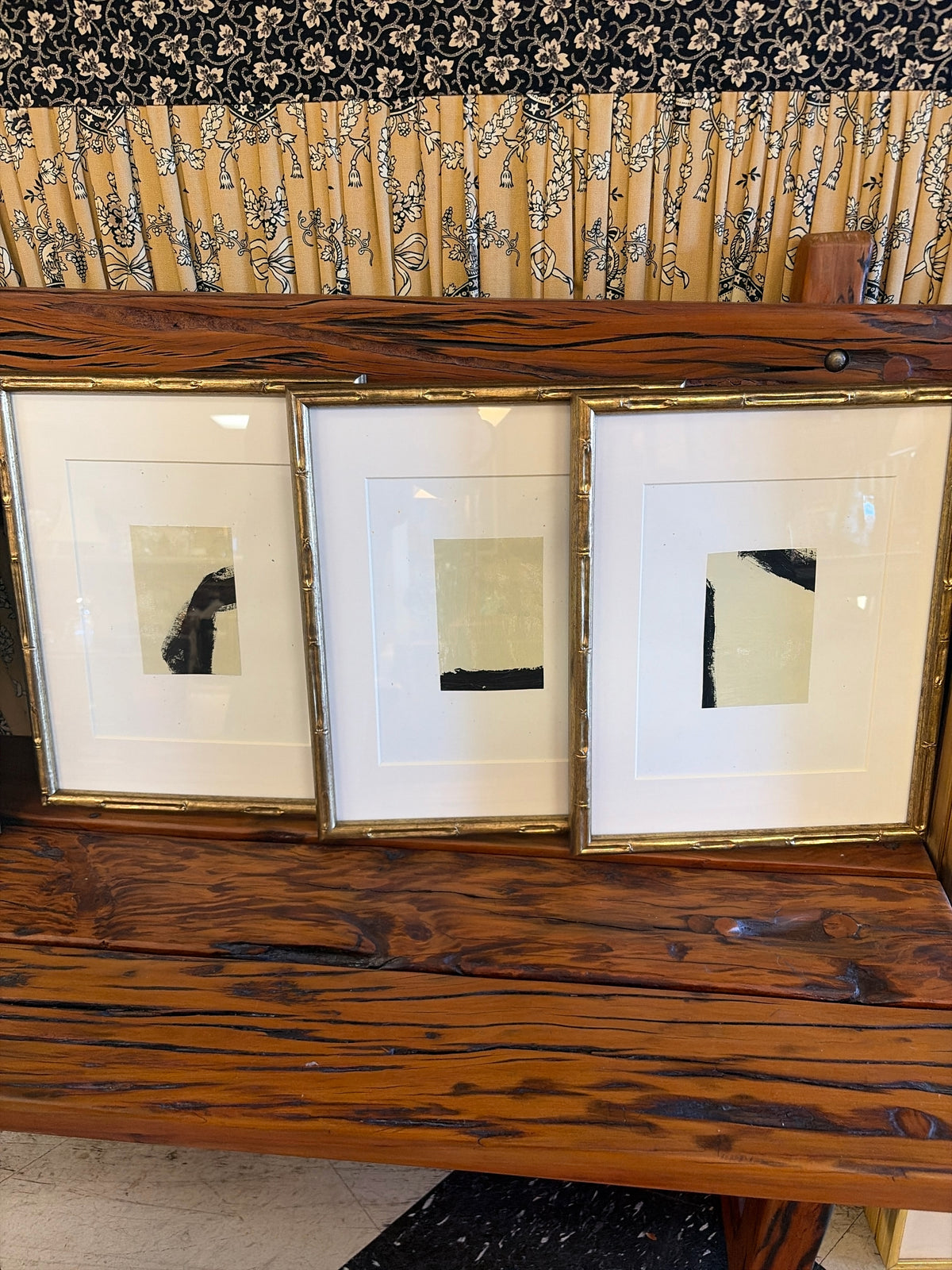 Sign'd Orig Black & White Series w/Gold Bamboo Frames-SET of 3(12x15)by E.Dregit