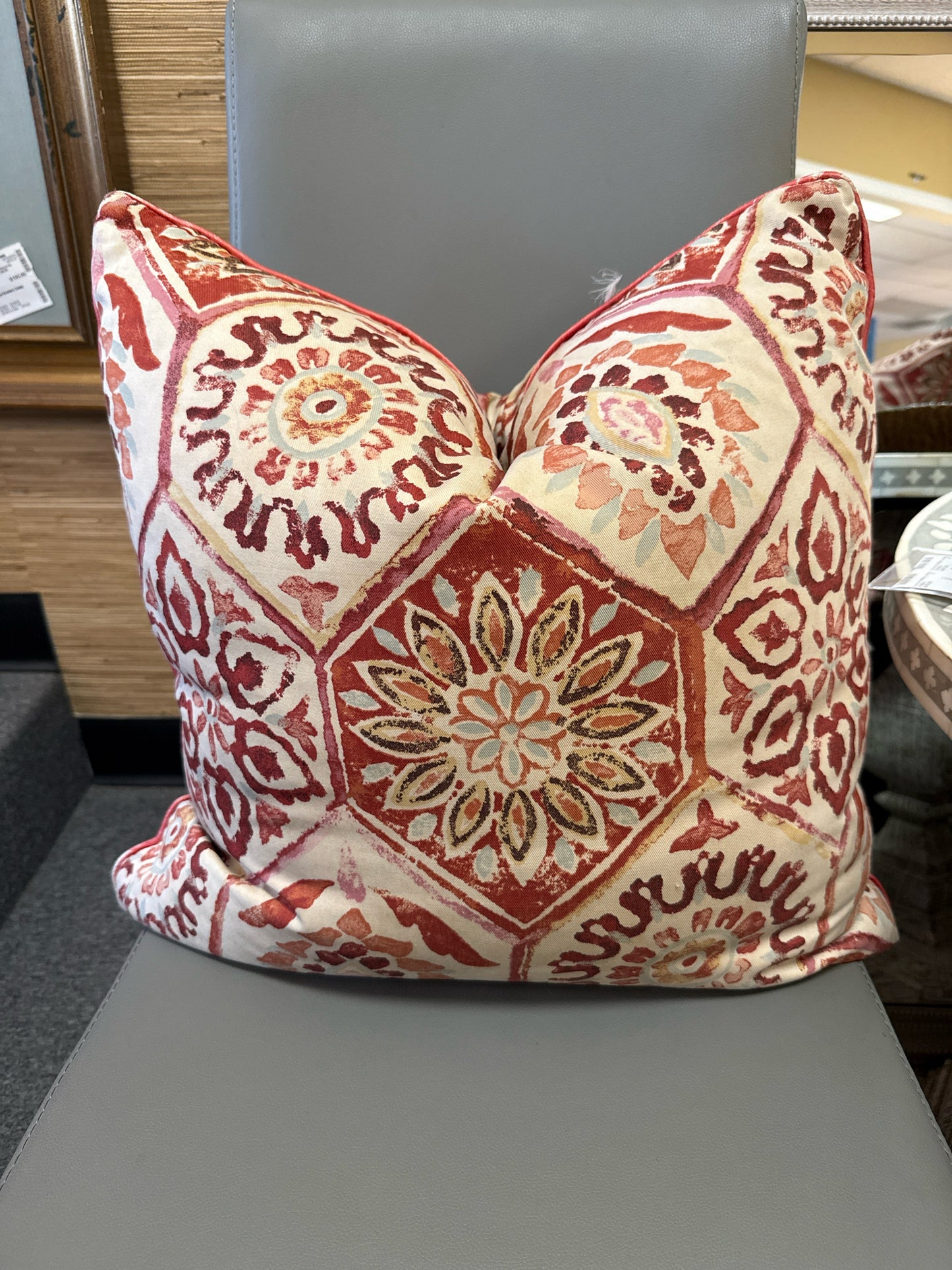 PAIR Downfilled Amber/Cream/Aqua Pillows