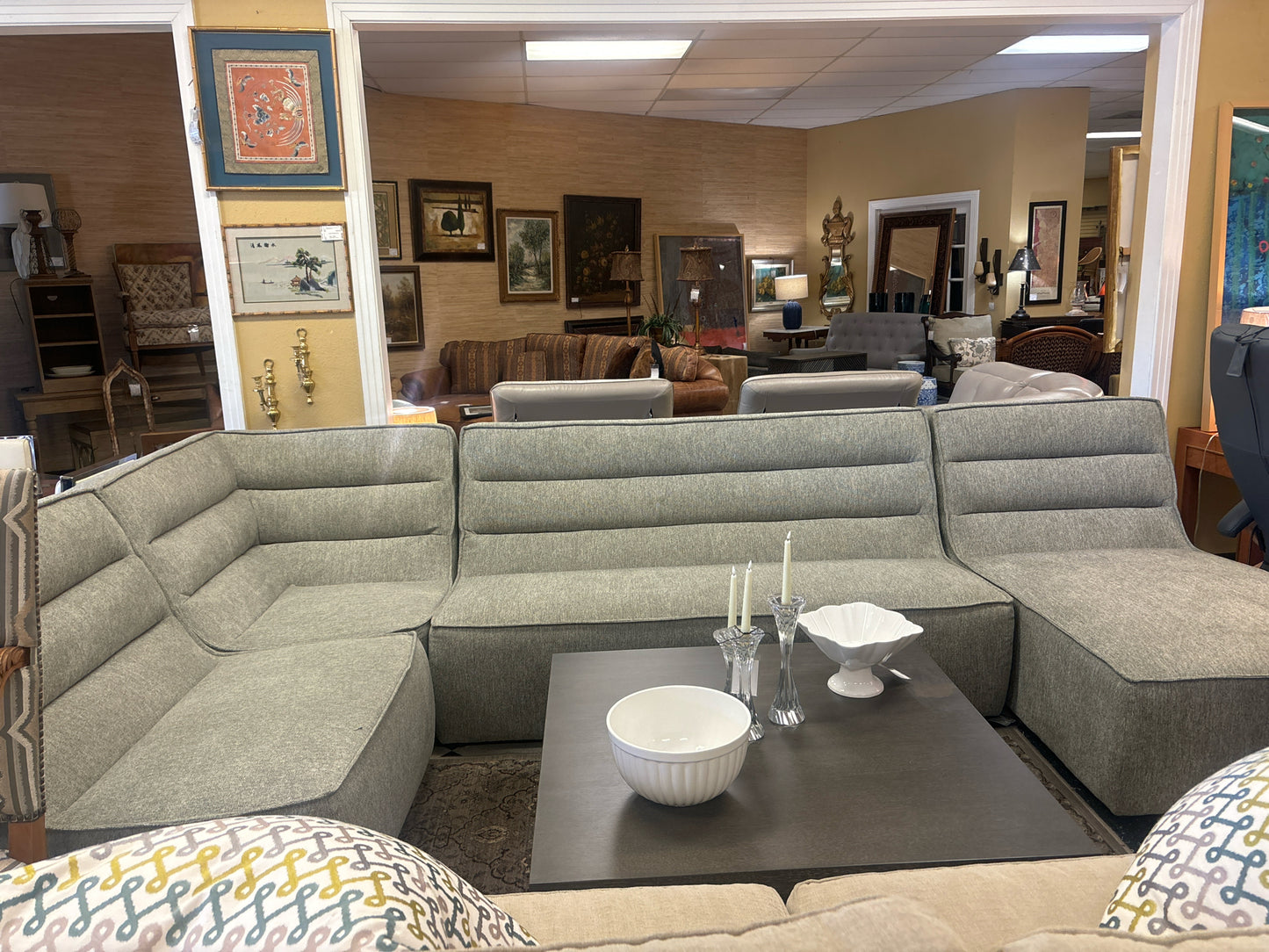 Arhaus Lt Gray Sectional Sofa (146x63)