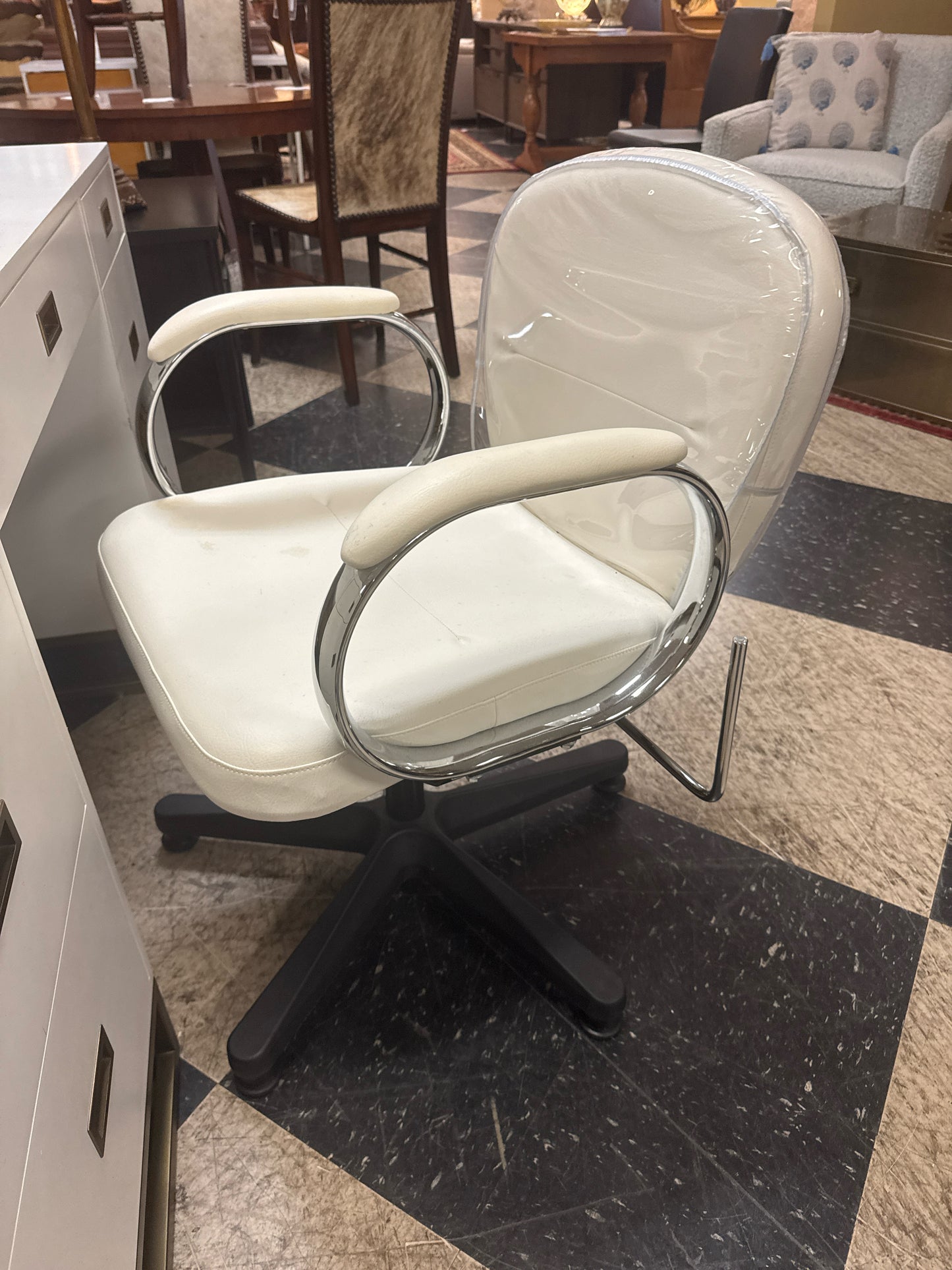 White Leather "Salon" Desk Chair