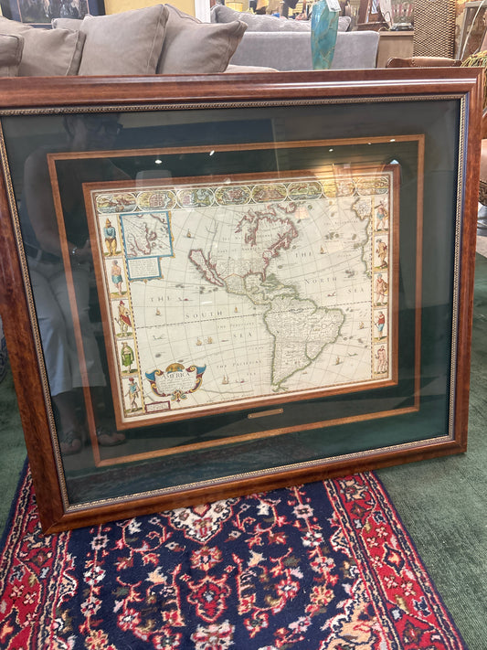 "America" by John Speed Reproduction w/ COA in Wood Frame (33 1/4x29 1/2)