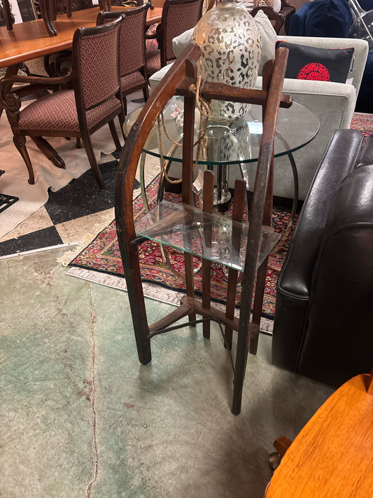 Antique Wooden Sled w/ Glass Shelf