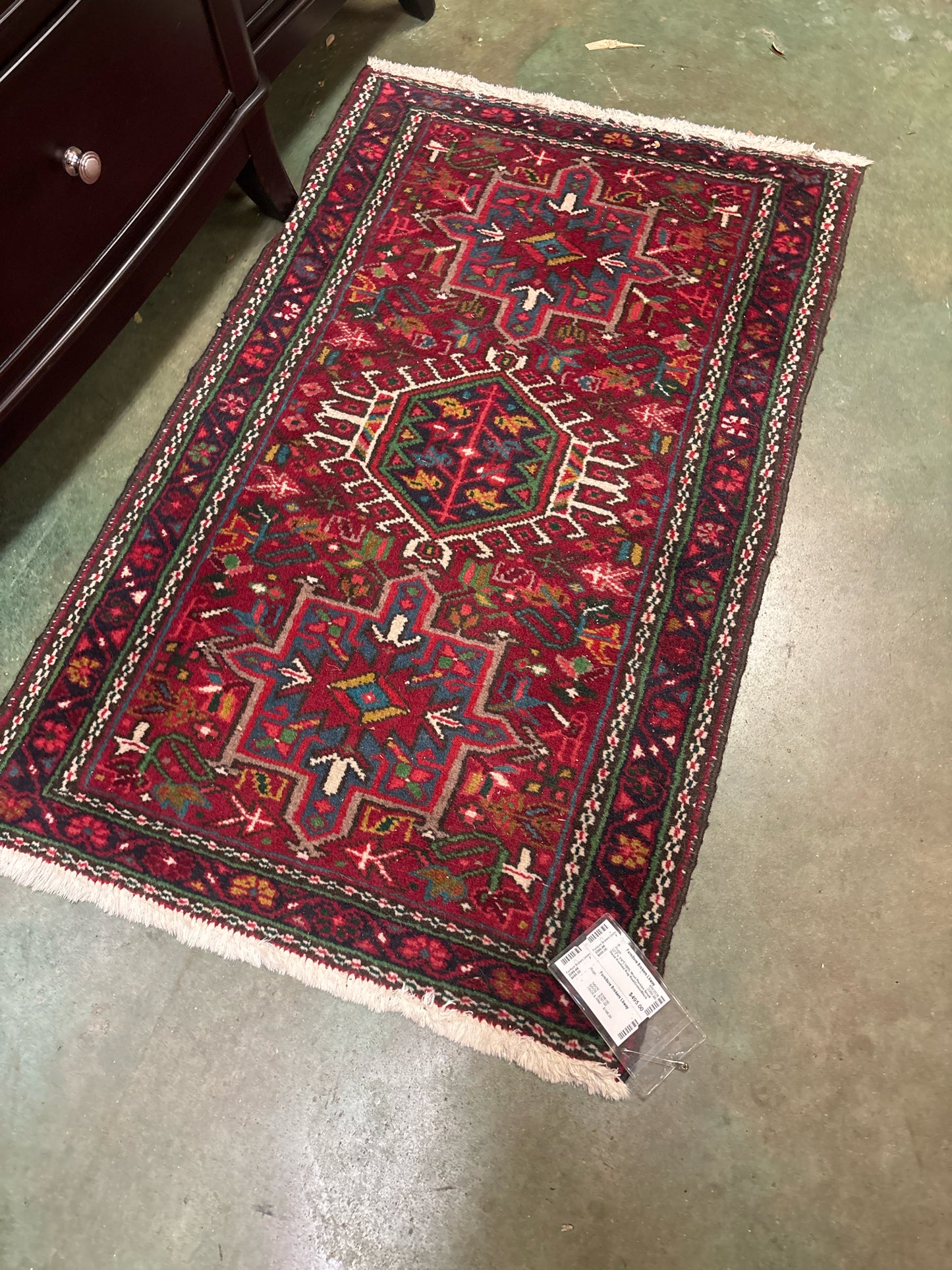 (2'2"x 3'6") 100% Wool Persian Small Hand Knotted Rug Red/Green/Black