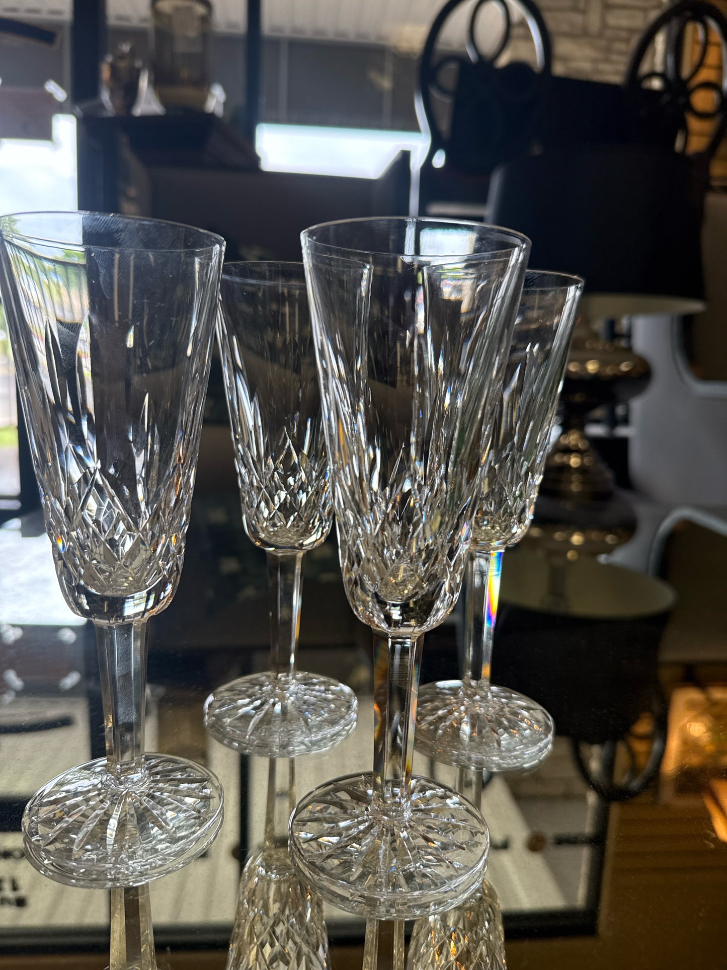 Waterford Crystal "Lismore" Champagne Flutes SET 4
