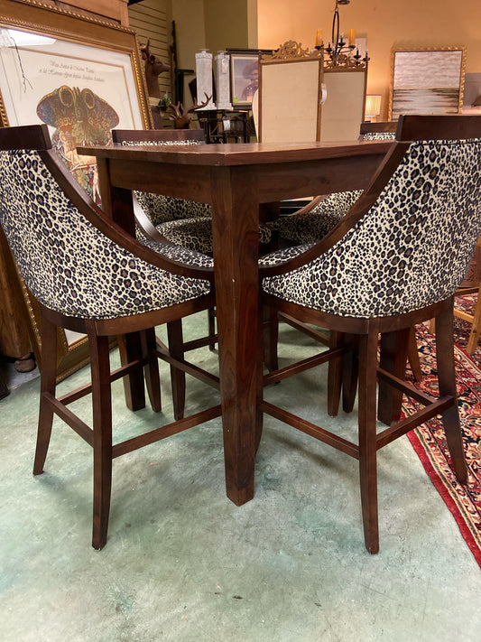 4 HANDS Wood Bar Table w/ Leopard