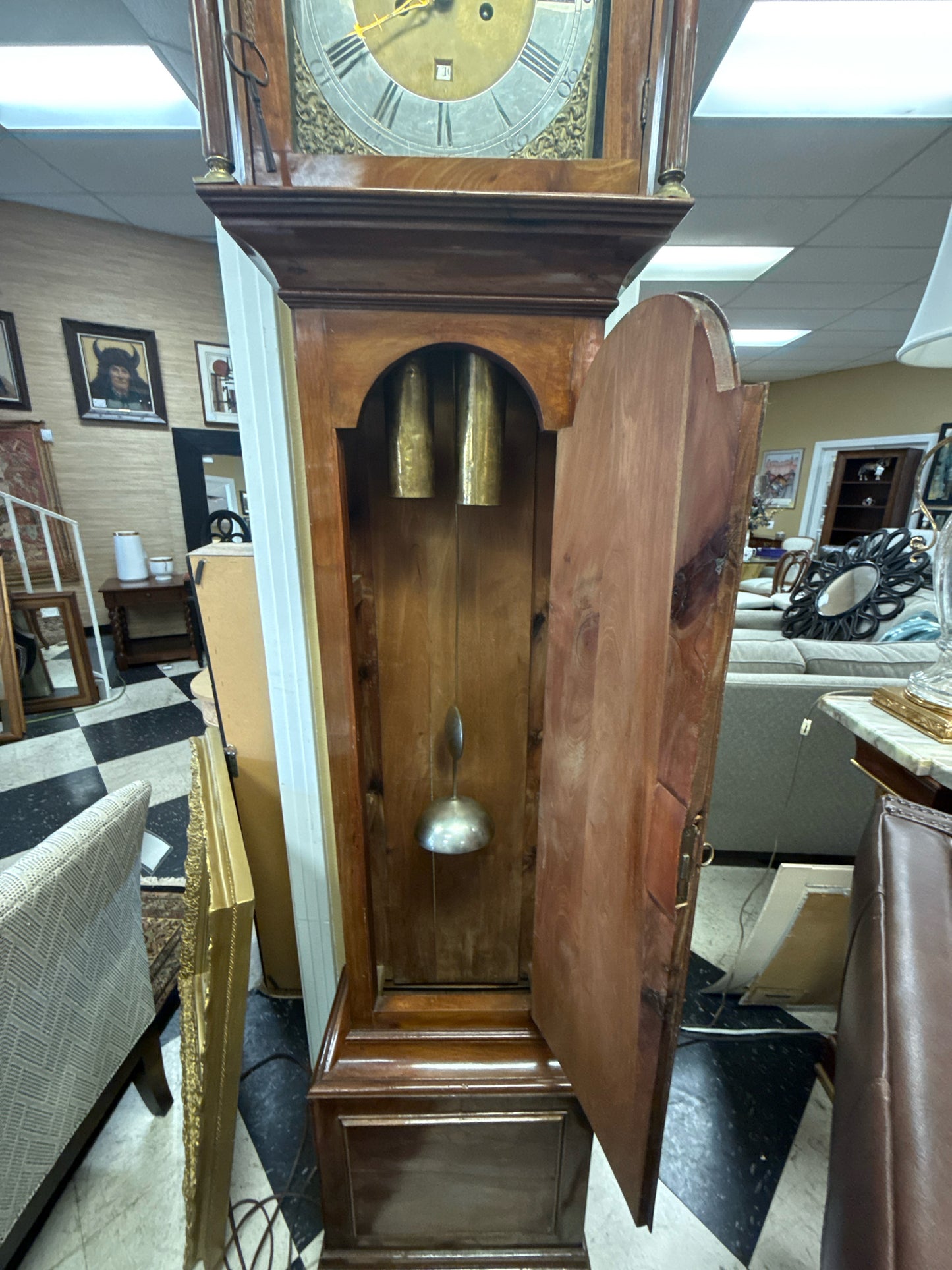 Antique English Wooden Long Case Grandfather Clock (78.7"x 23.6")- Ansorena Auct