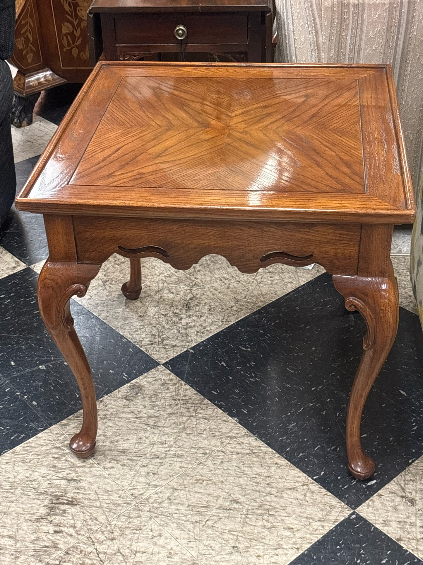 26.5" Square Wood Side Table w/ Curved Legs