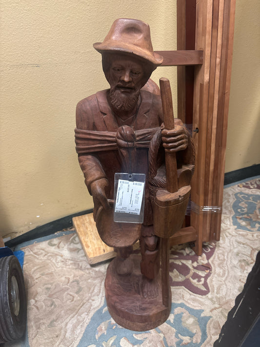 Tall Wood Sculpture of Man