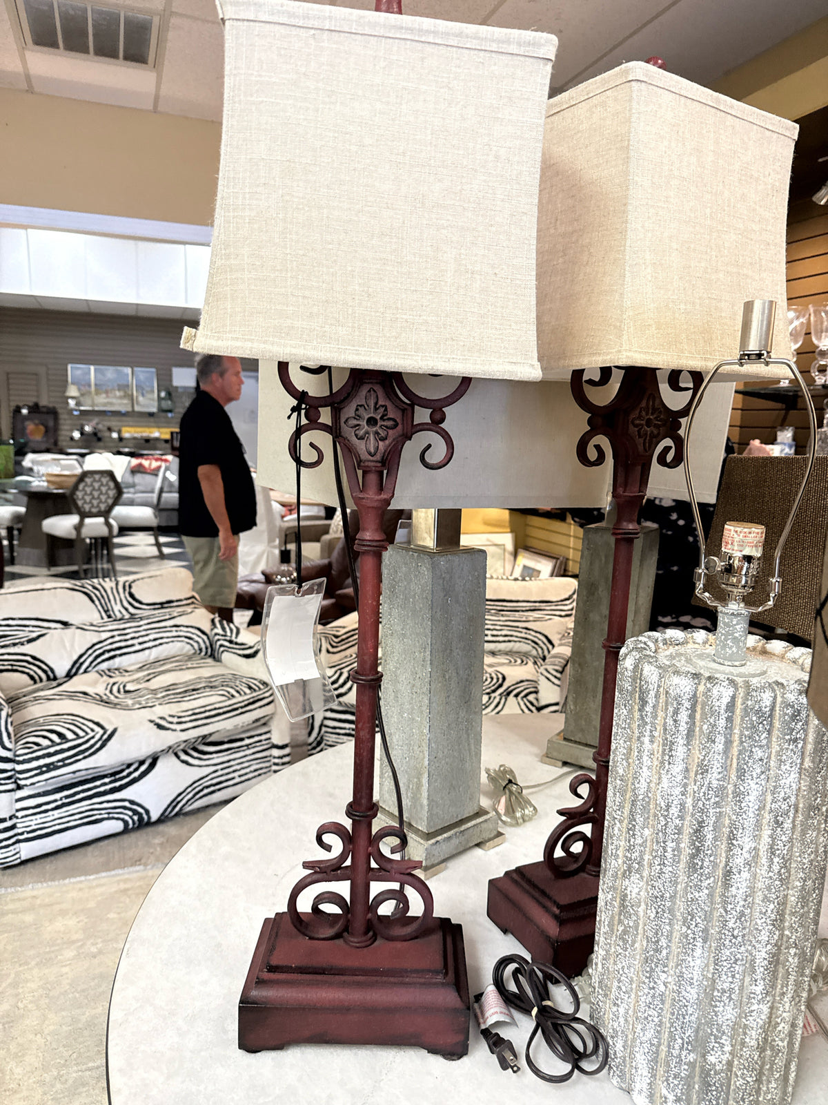 Pair Uttermost Iron Cubero Brown Buffet Lamps