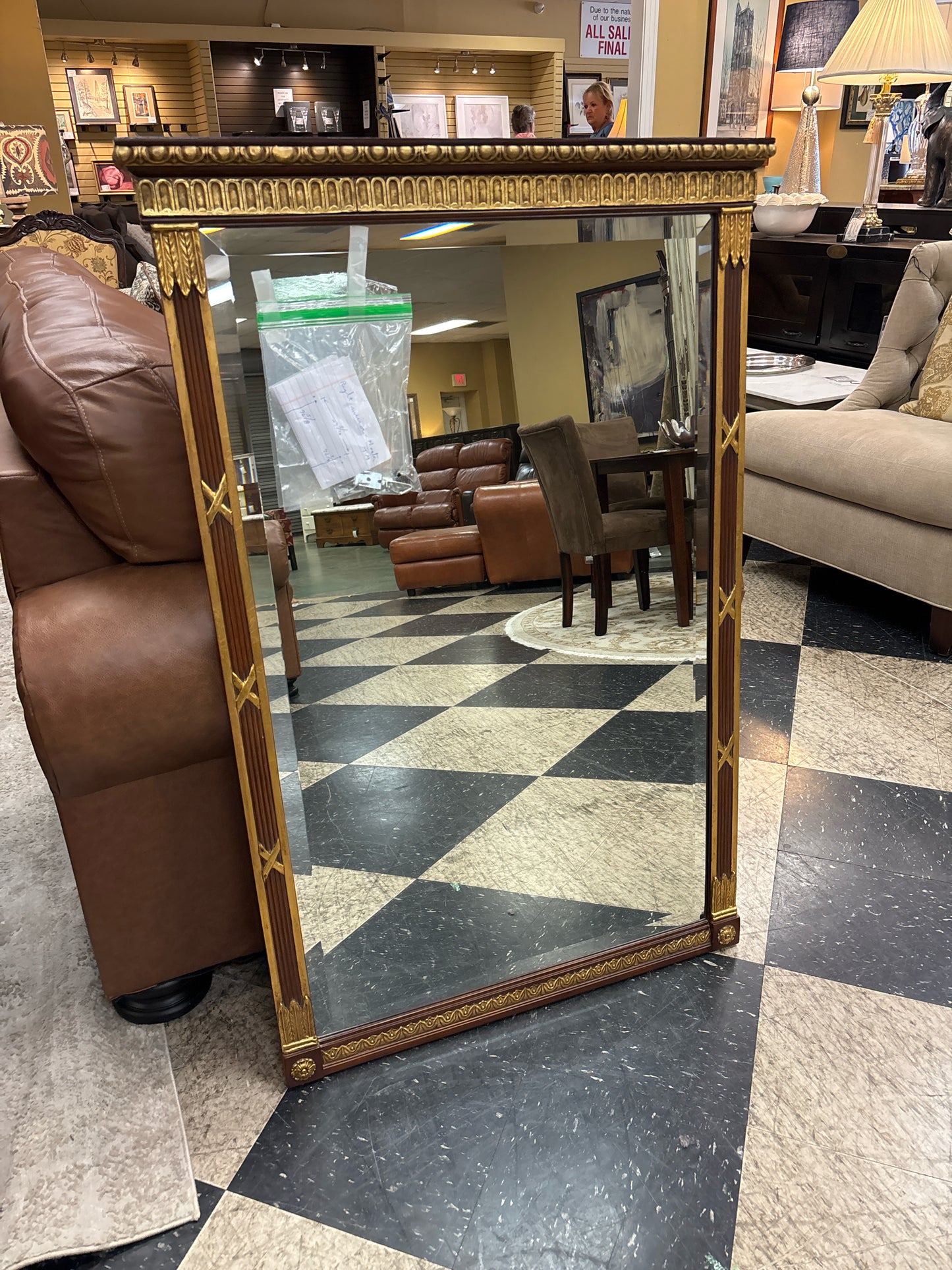 Neoclassical Reproduction Gold Beveled Ornate Mirror Frame (29"x 47")